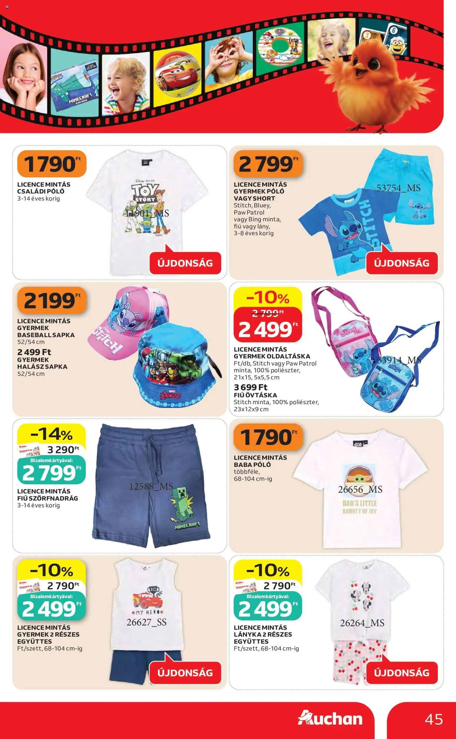 Auchan akciós ujság - amely érvényes a következő dátumtól: 04.06.2026 | Oldal: 45 | Termékek: Sapka, Szörfnadrág