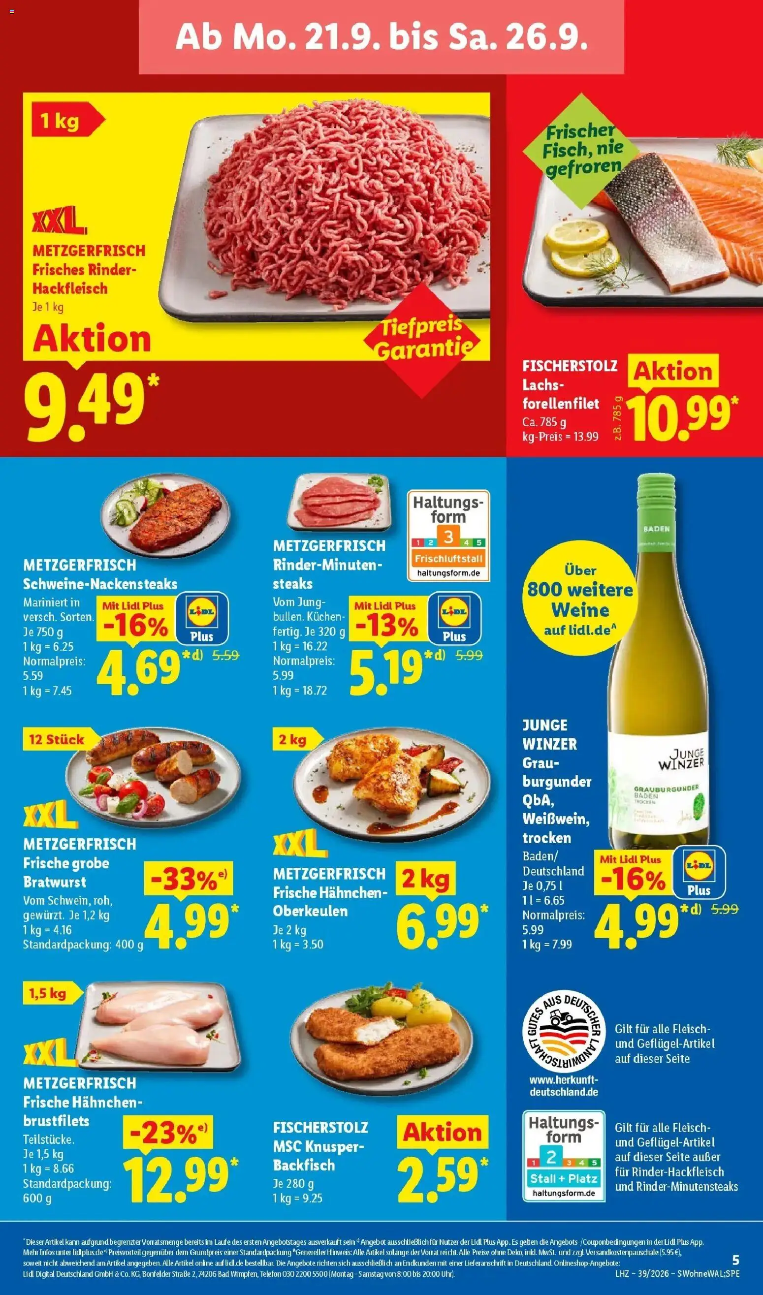 Lidl Prospekt Villingen-schwenningen (ab 21.09.2026) zum Blättern » Angebote | Seite: 11 | Produkte: Hahnchen, Bratwurst, Kuchen, Telefon