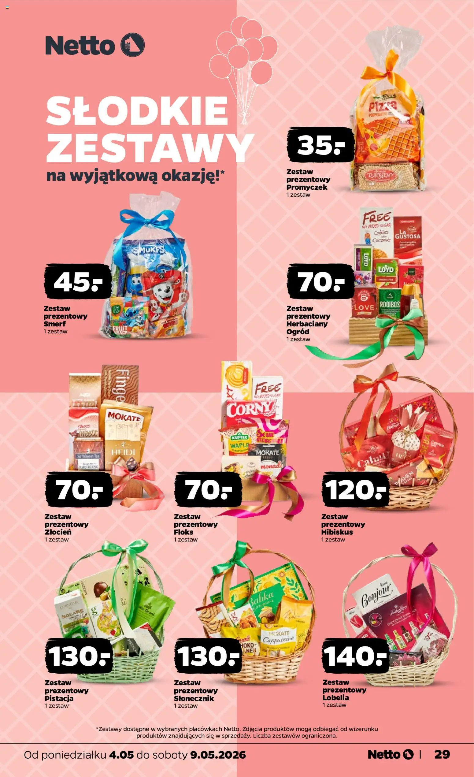 Netto gazetka od poniedziałku spożywcza od 04.05.2026 | Strona: 29 | Produkty: Wafle, Słonecznik, Babka, Pizza