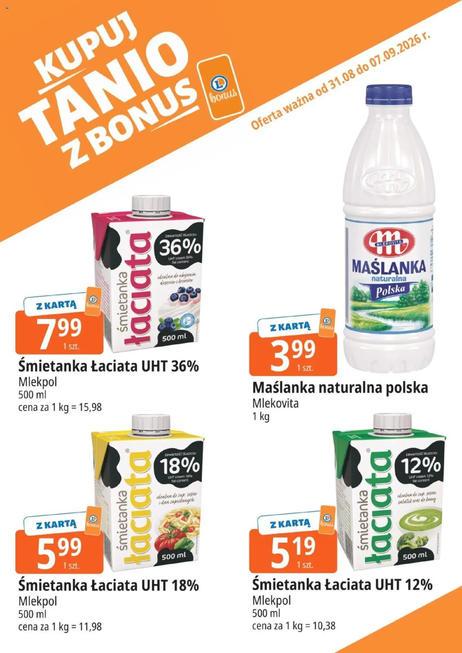 E.Leclerc gazetka - Kupuj Tanio Z Bonus od 31.08.2026 | Strona: 8 | Produkty: Karta, Maślanka