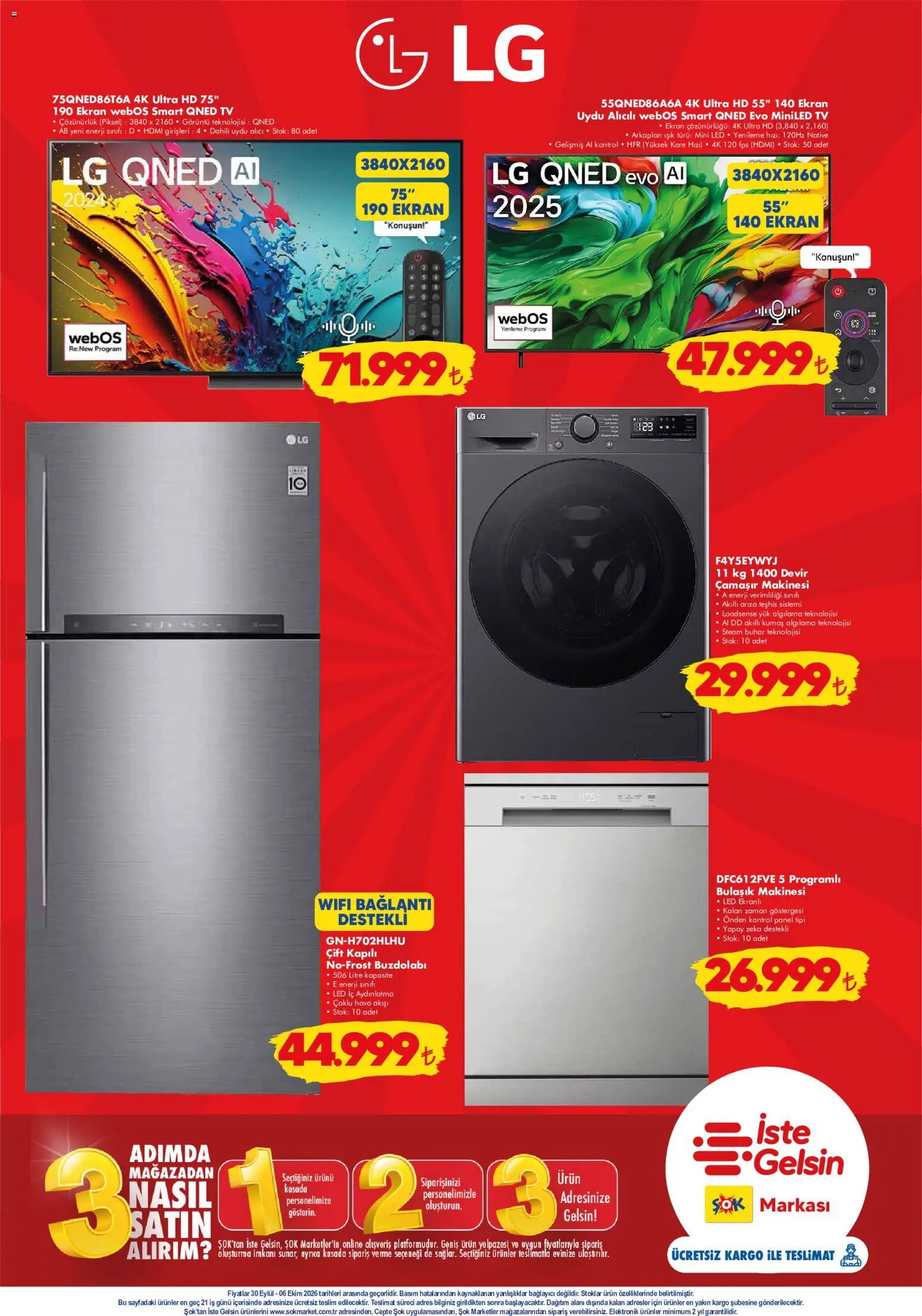 Şok Market Katalog - 30 Eylül 2026 tarihinden itibaren geçerlidir | Sayfa: 9 | Ürünler: TV, Uydu, Çamaşır makinesi, Bulaşık makinesi