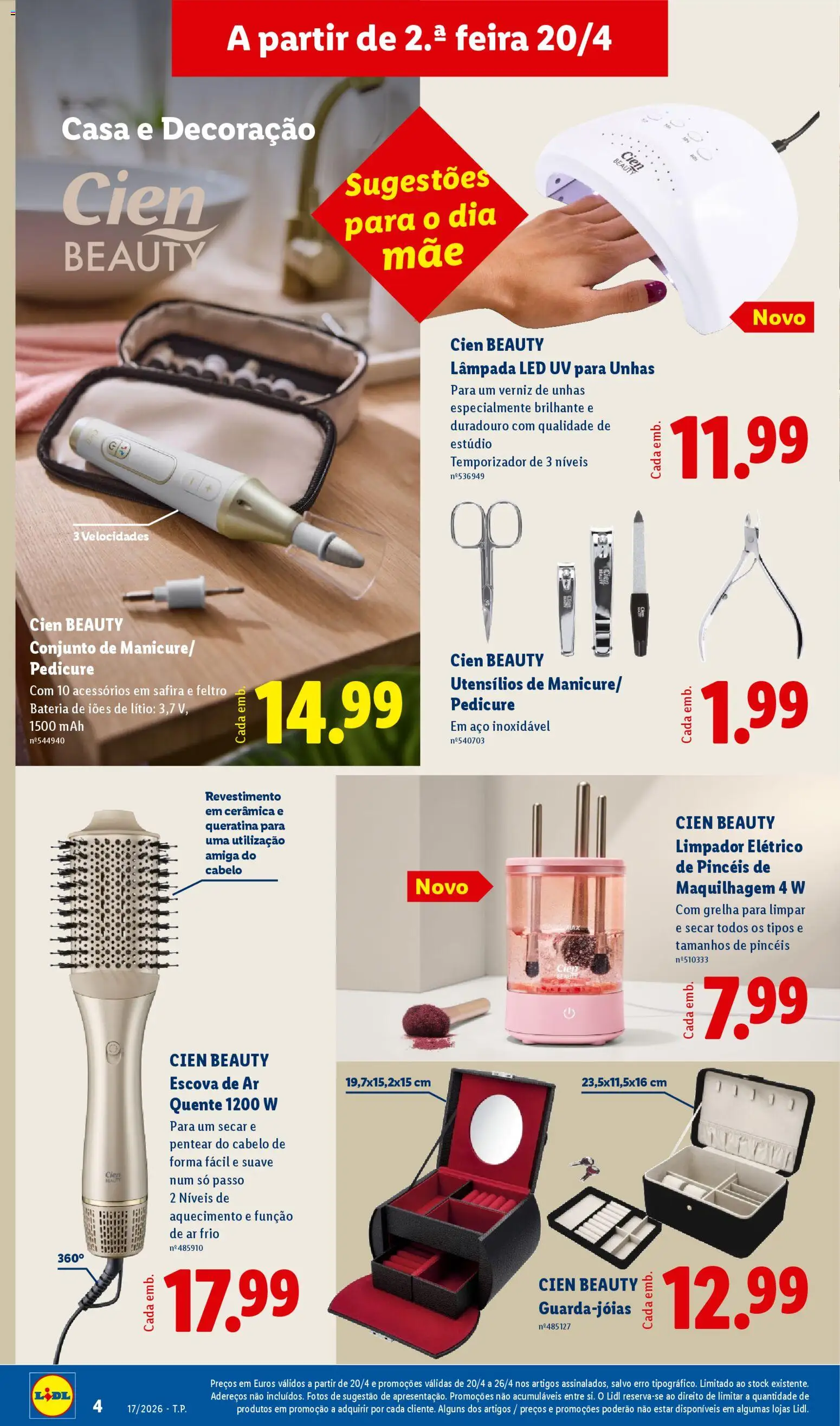 Lidl Novidades │ válido de 20.04.2026 | Página: 4 | Produtos: Pinceis de maquilhagem, Maquilhagem, Bateria, Verniz