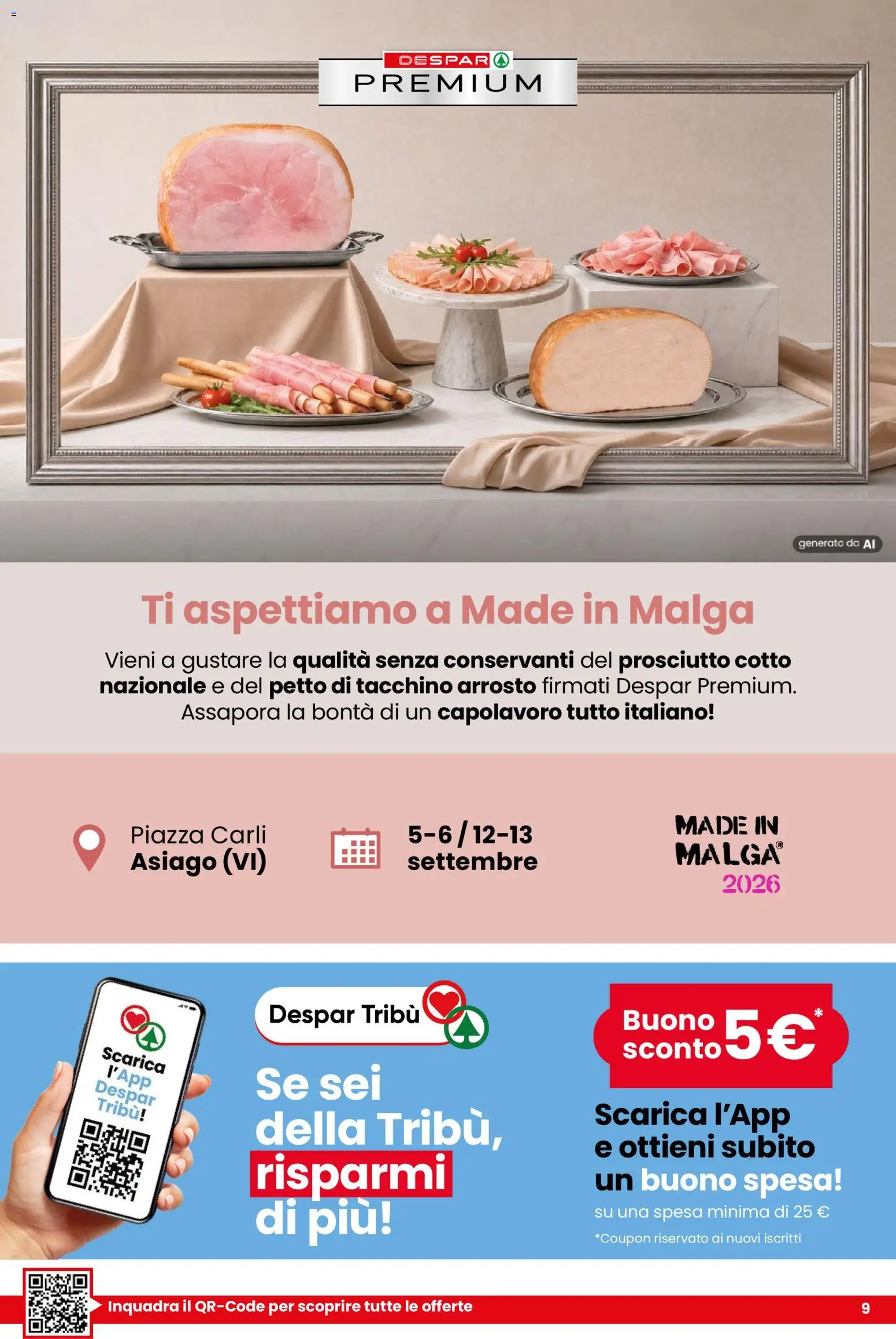 Volantino Despar del 20/08/2026 | Pagina: 9 | Prodotti: Arrosto, Prosciutto Cotto, Prosciutto, Petto di tacchino
