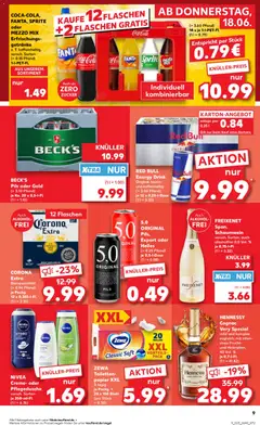 COCA-COLA, FANTA, SPRITE oder MEZZO MIX Erfrischungsgetränke, z. T. koffeinhaltig, versch. Sorten (+ 0.15 Pfand) 1-I-PET-Fl. ab 18.06.2026 gültig | Seite: 9