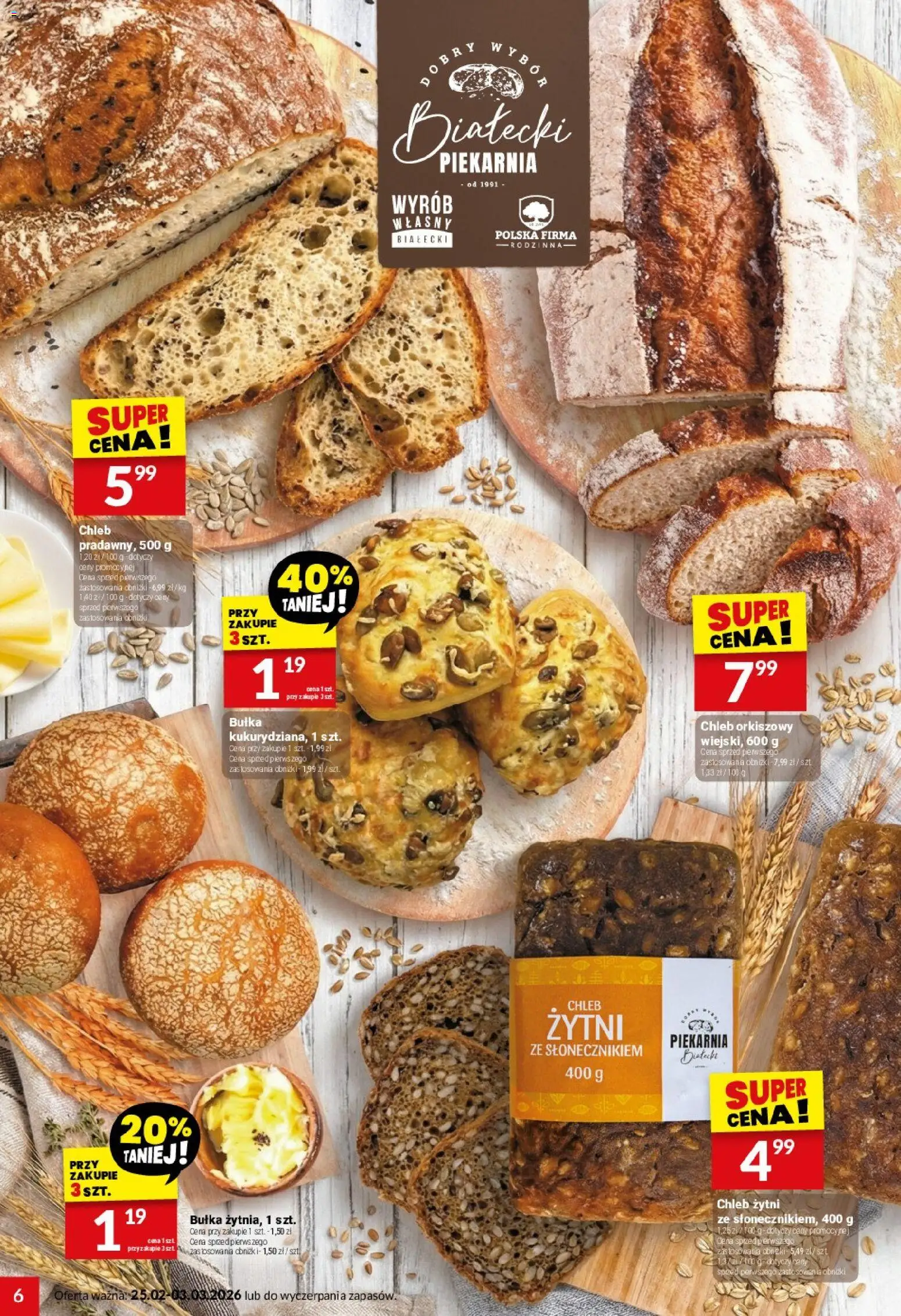 Twój Market Gazetka od 25.02.2026 | Strona: 6 | Produkty: Chleb żytni, Piekarnia, Bułka, Chleb