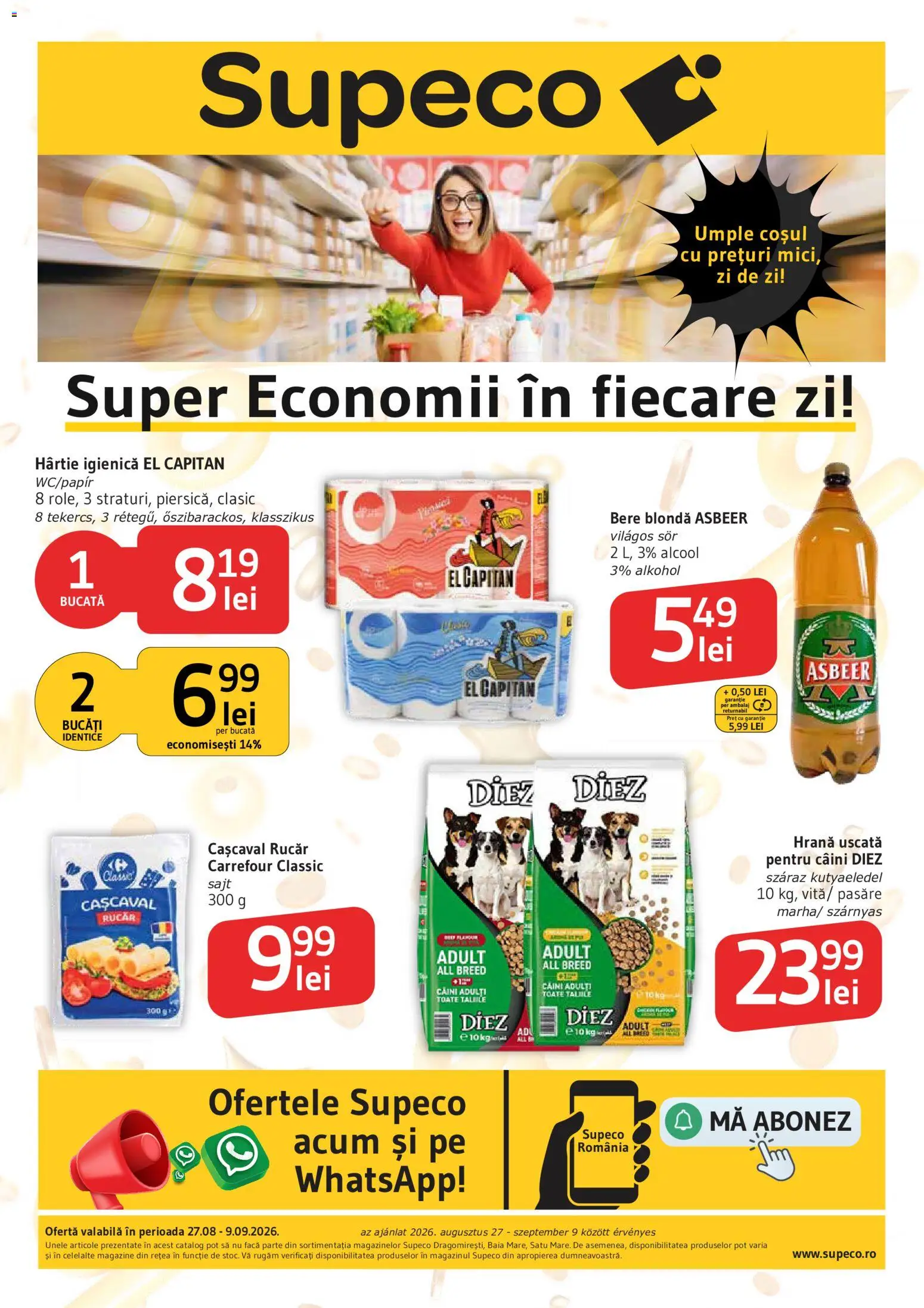 Noul catalog Supeco – valabil de la 27.08.2026 | Pagină: 1 | Produse: Carrefour Classic, Cașcaval, Bere