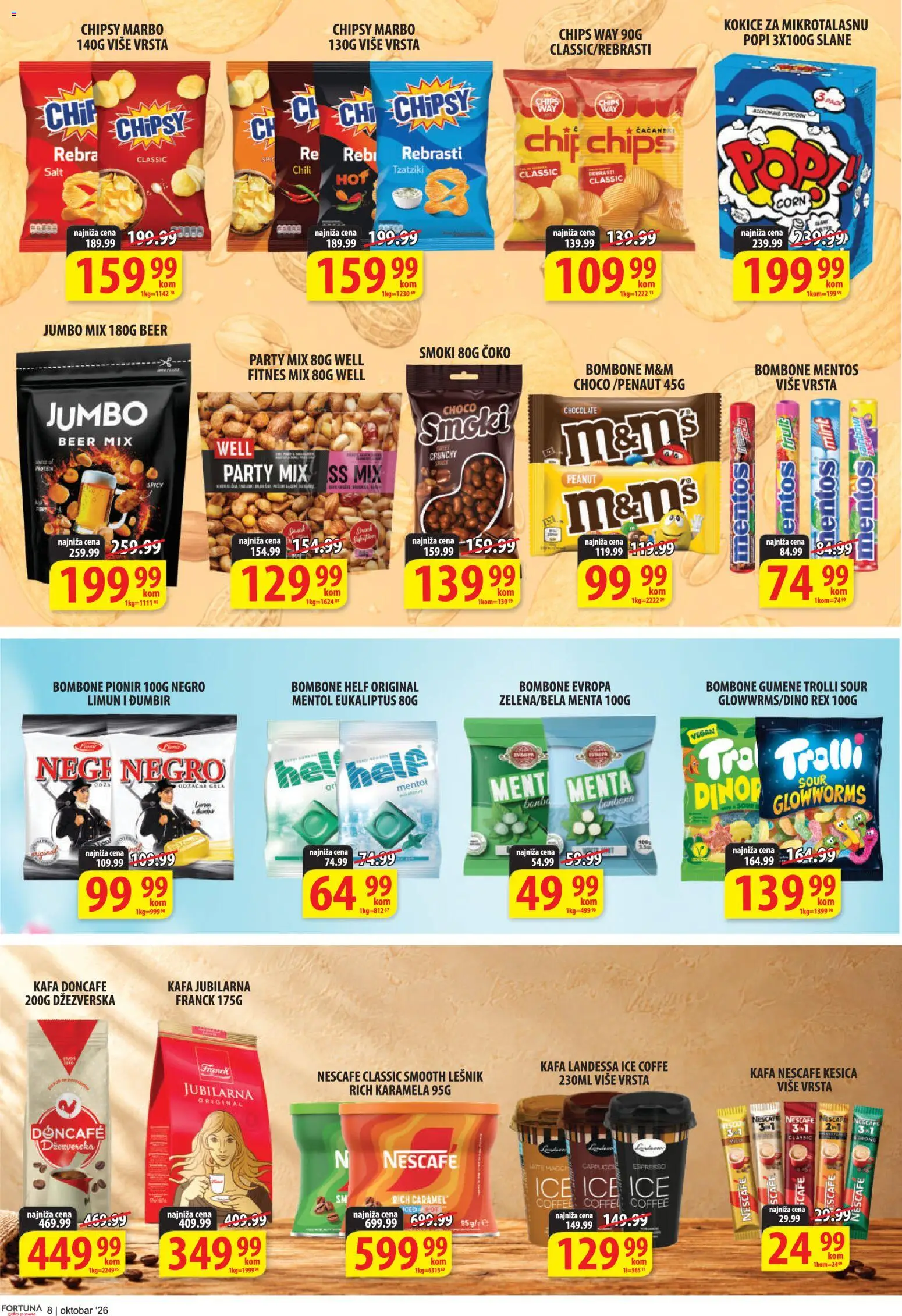 Fortuna Market katalog - važi od 09.10.2026 | Strana: 8 | Proizvode: Bombone, Doncafe, Kokice, Nescafé