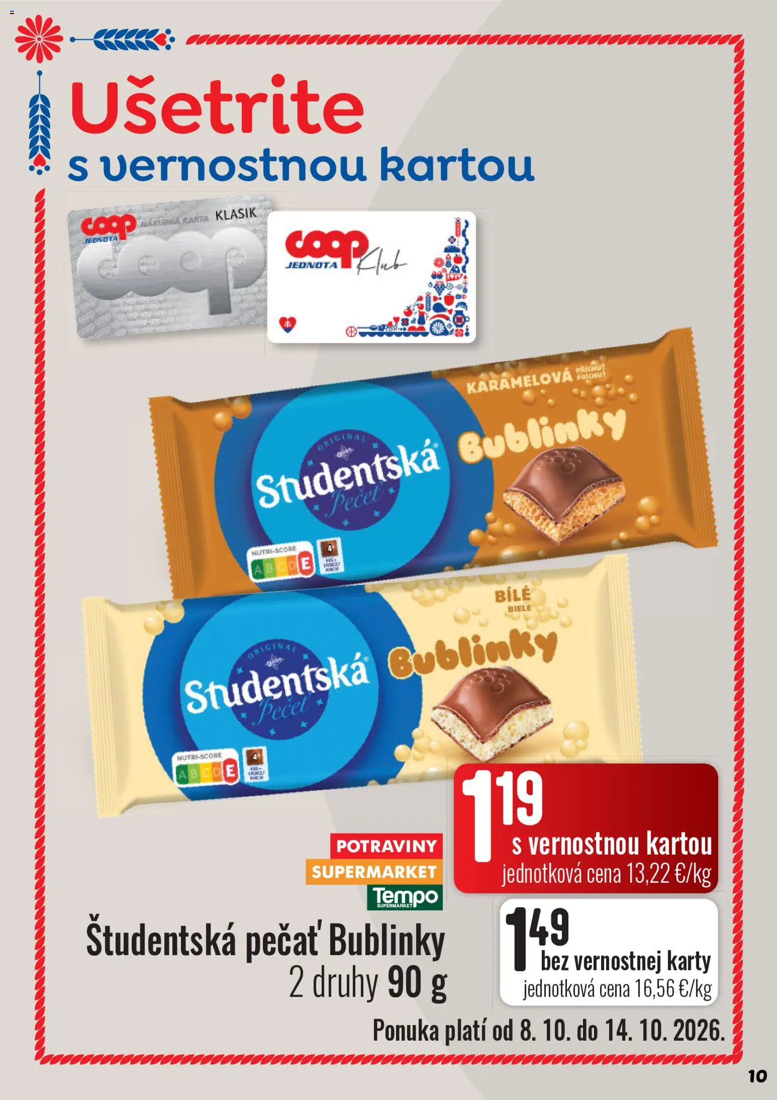 Nové COOP Jednota akcie – leták je platný od 08.10.2026 | Strana: 10 | Produkty: Študentská pečať
