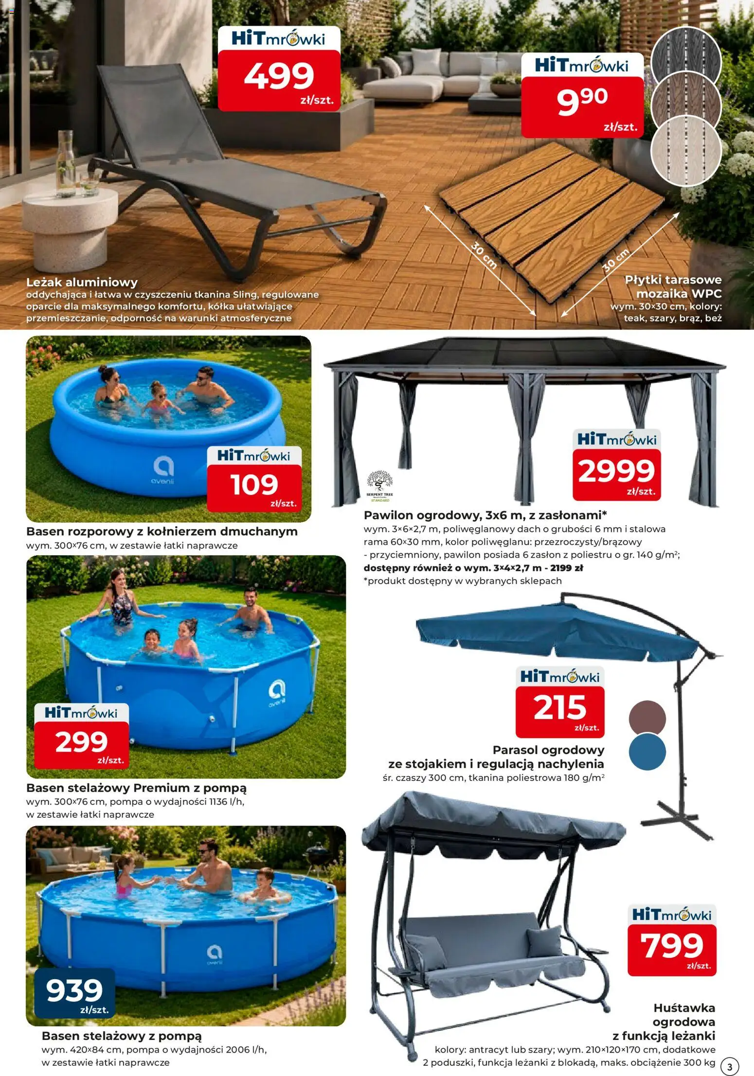 Mrówka gazetka - Tarnów od 10.07.2026 | Strona: 3 | Produkty: Parasol, Leżak, Basen