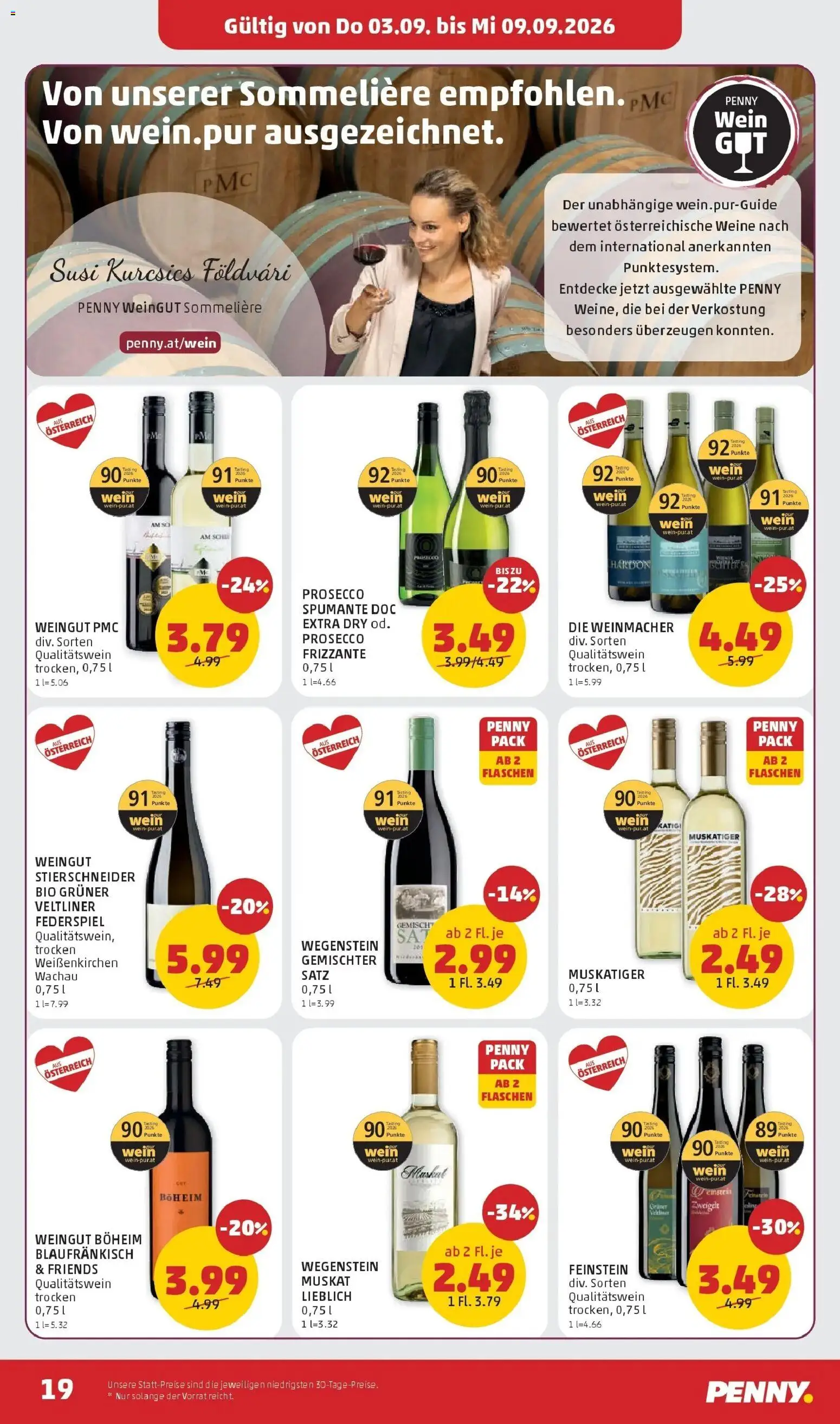 Penny Markt Die ganze Woche sparen ab (03.09.2026) - Angebote, Prospekt | Seite: 19 | Produkte: Prosecco, Wein