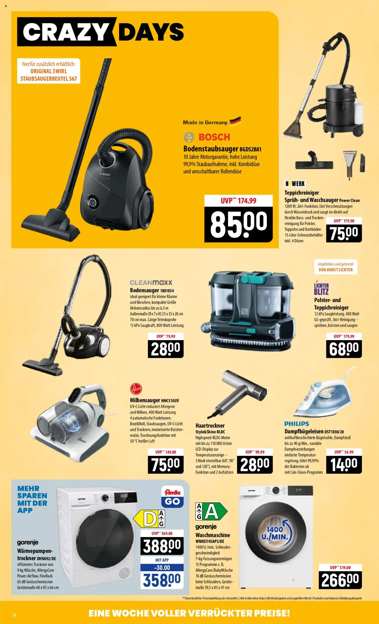 Famila Prospekt – gültig ab 31.08.2026 | Seite: 18 | Produkte: Bosch, Philips, Trockner, Waschmaschine