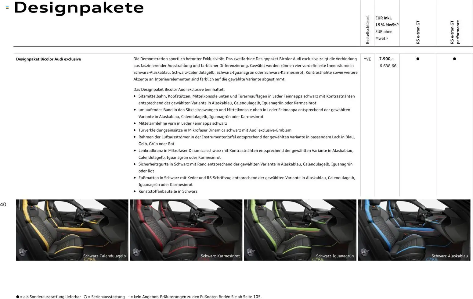 Audi RS e-tron GT / RS e-tron GT performance – gültig ab 02.10.2026 | Seite: 40