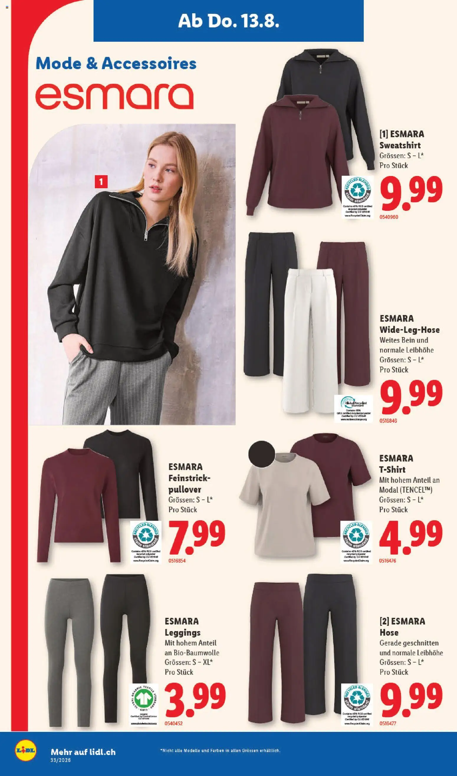 Lidl aktionen – gültig ab 13.08.2026 | Seite: 24 | Produkte: Leggings, Pullover, Hose, Sweatshirt