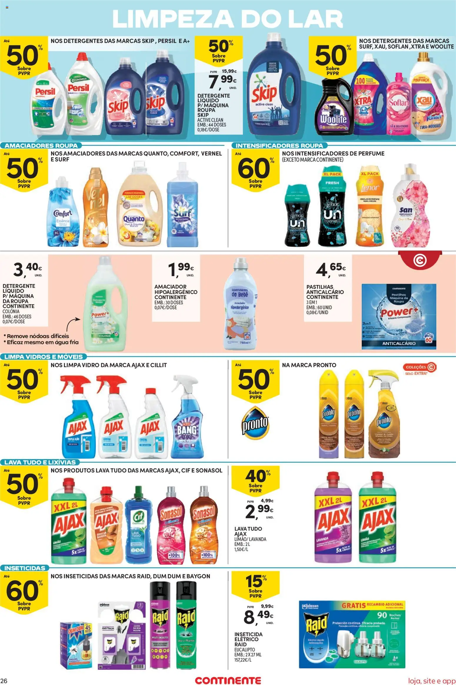Continente Semanal Continente Bom Dia │ válido de 23/06/2026 | Página: 28 | Produtos: Agua, Inseticida, Detergente, Persil
