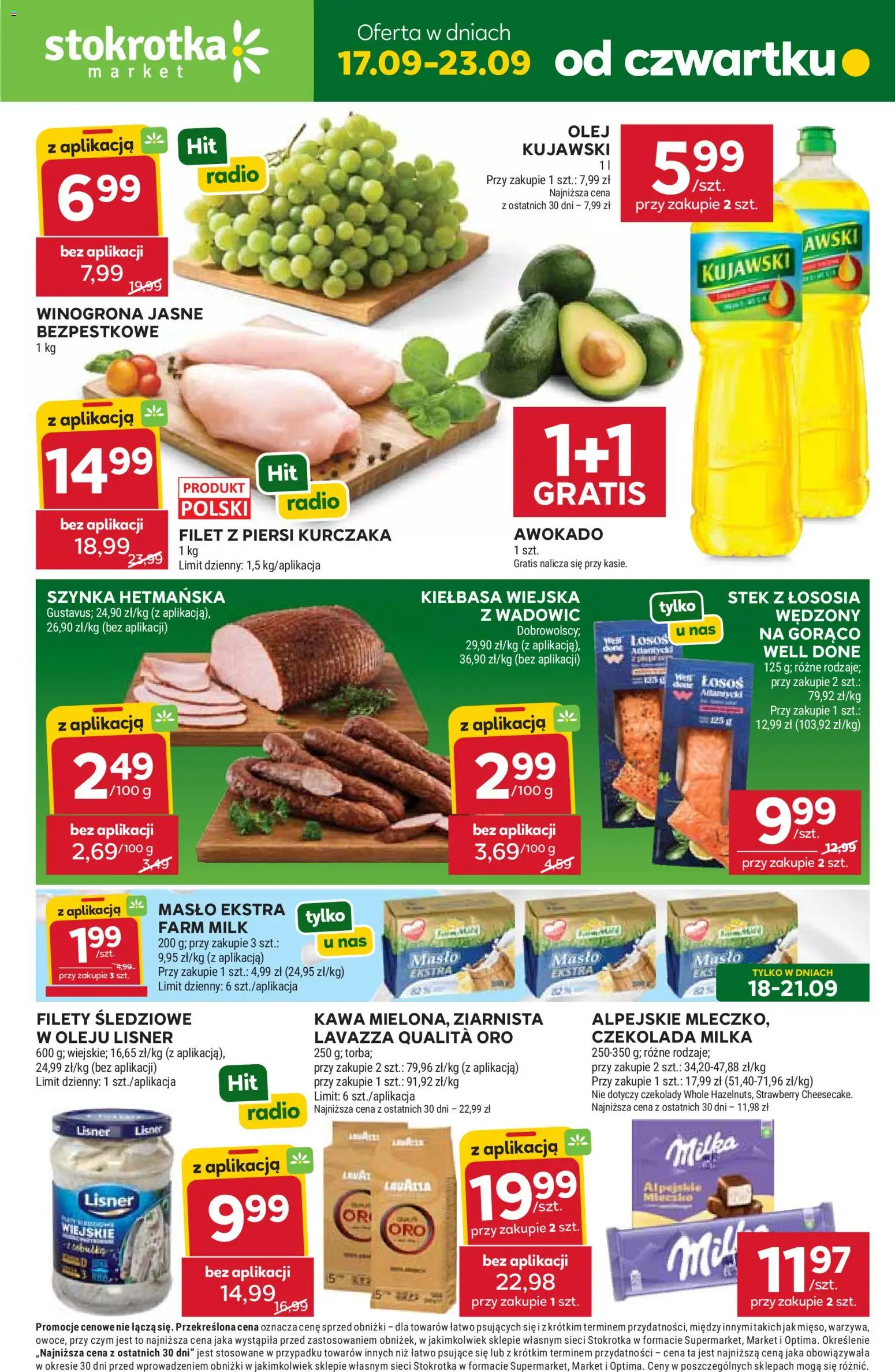 Stokrotka gazetka - Market od 17.09.2026 | Strona: 1 | Produkty: Czekolady, Lavazza, Szynka, Filet z piersi kurczaka