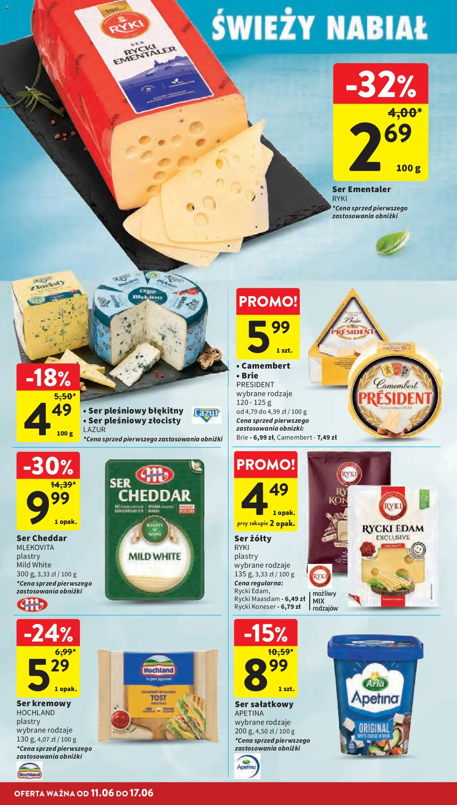 Intermarche gazetka od 11.06.2026 | Strona: 30 | Produkty: Ser żółty, Ser pleśniowy, Ser, Ser cheddar