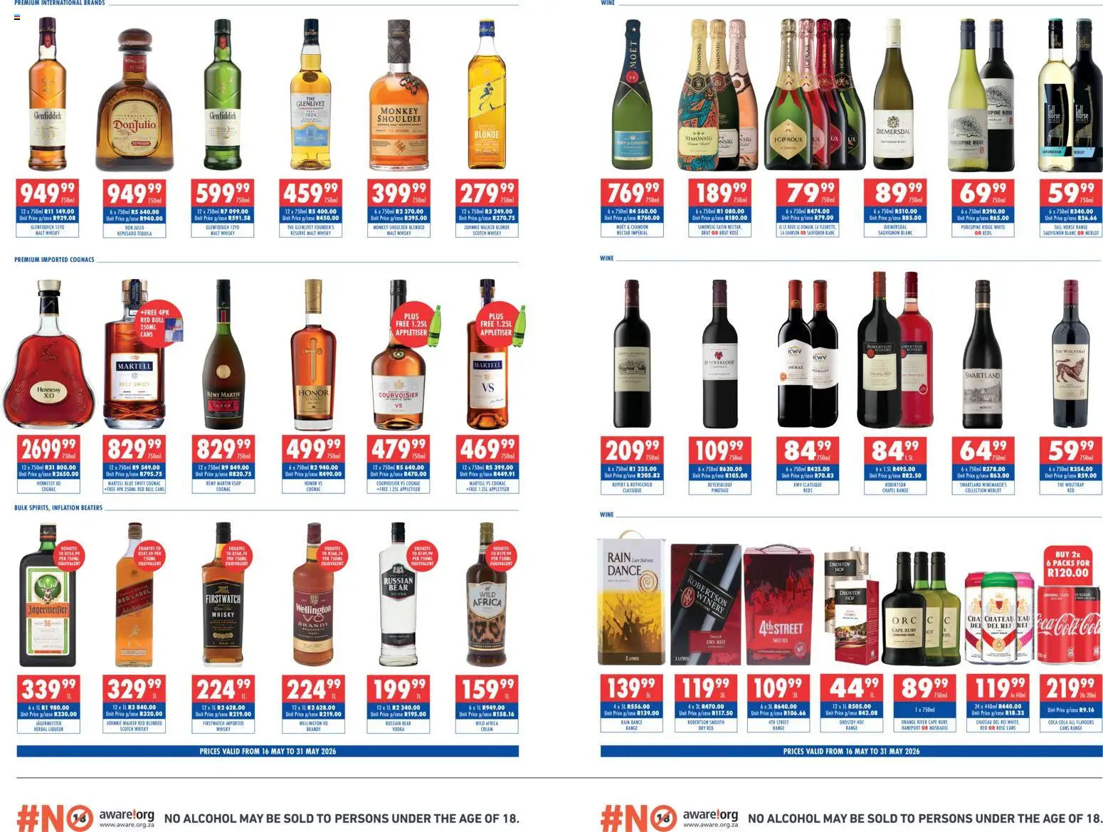 New Ultra Liquors catalogue – valid from 16.05.2026 | Page: 2 | Products: Brandy, Cream, Vodka, Ensalada de quino