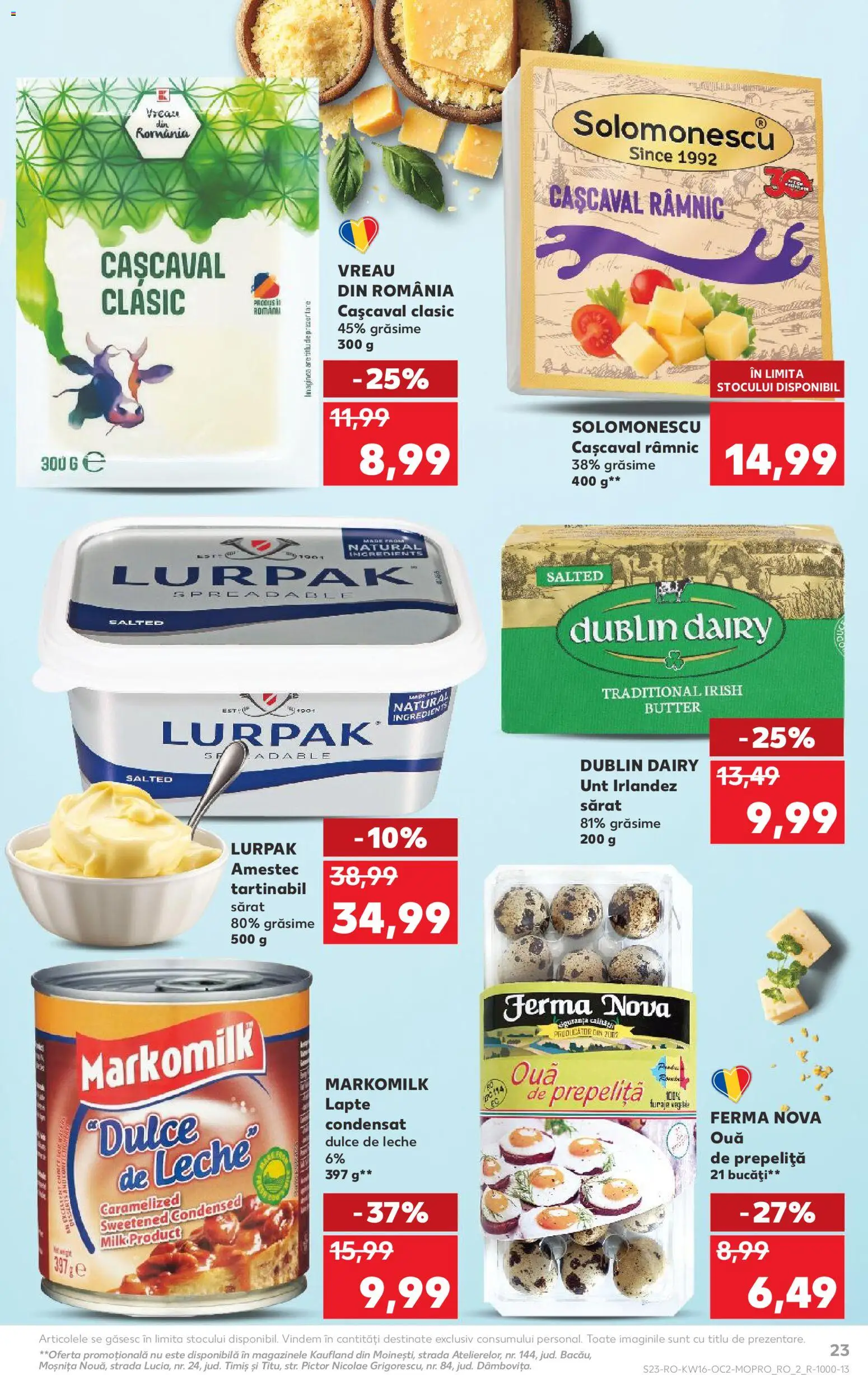 Noul catalog Kaufland – valabil de la 15.04.2026 | Pagină: 23 | Produse: Cașcaval, Kalem ucu, Unt, Ouă