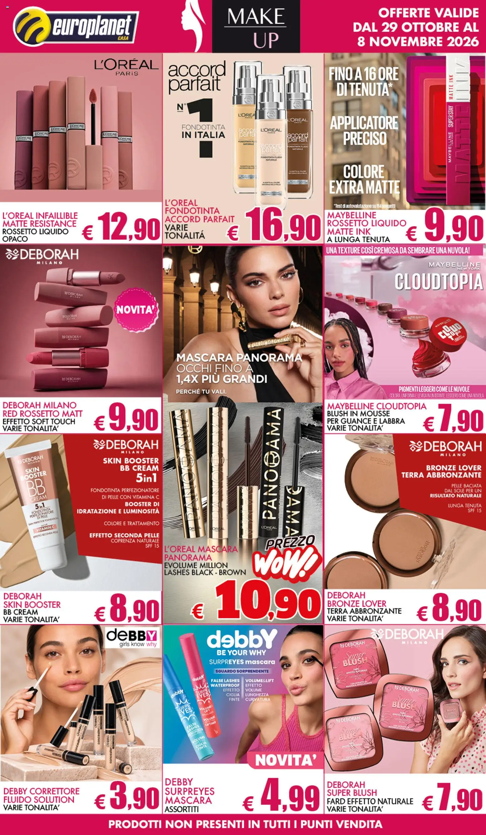Volantino Europlanet Casa del 29/10/2026 | Pagina: 5 | Prodotti: Mascara, Fondotinta, Blusa, Blush