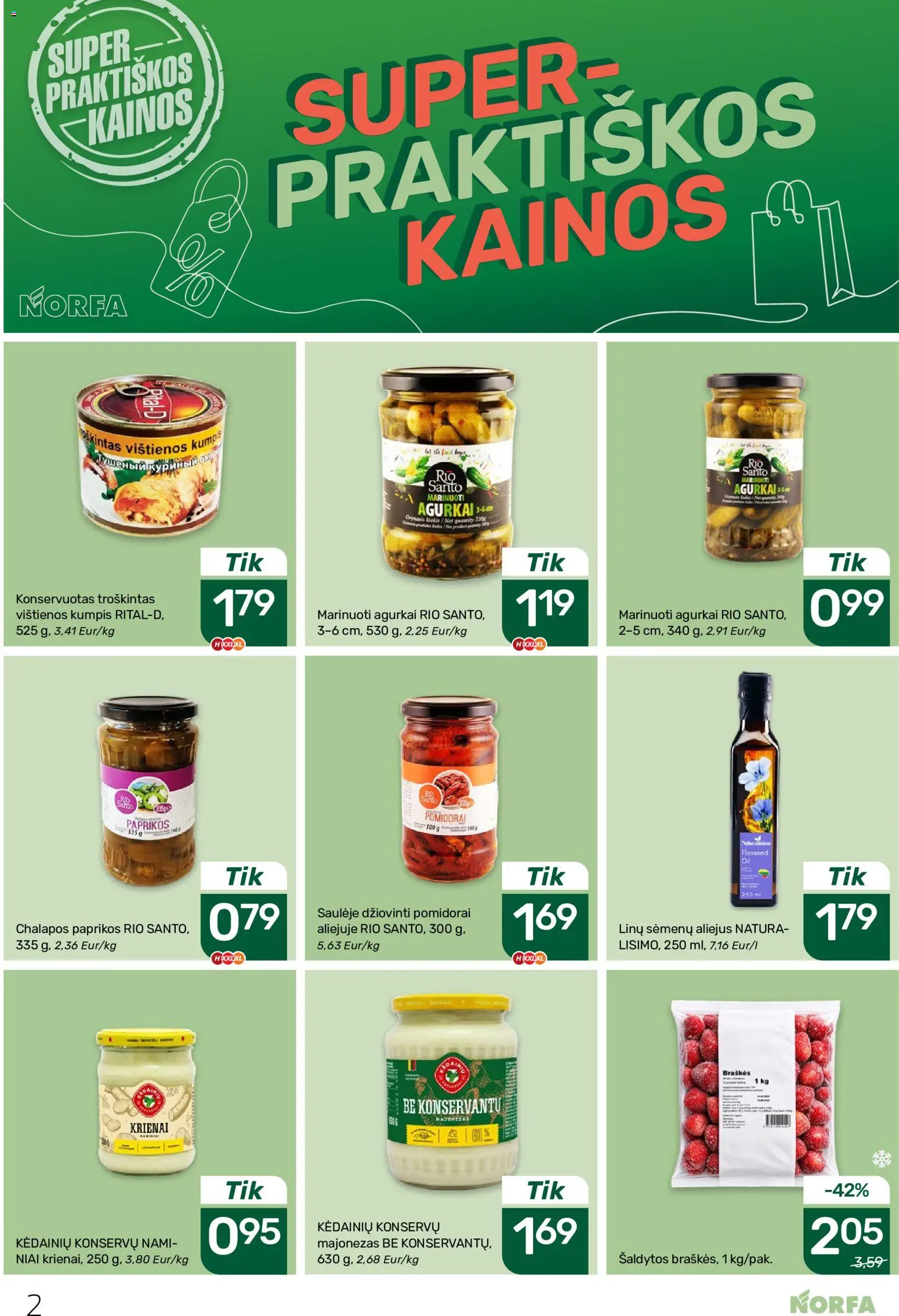 NORFA akcijos nuo 2026.08.20 | Puslapis: 2 | Prekių: Vištienos, Kumpis, Džiovinti pomidorai, Braškės