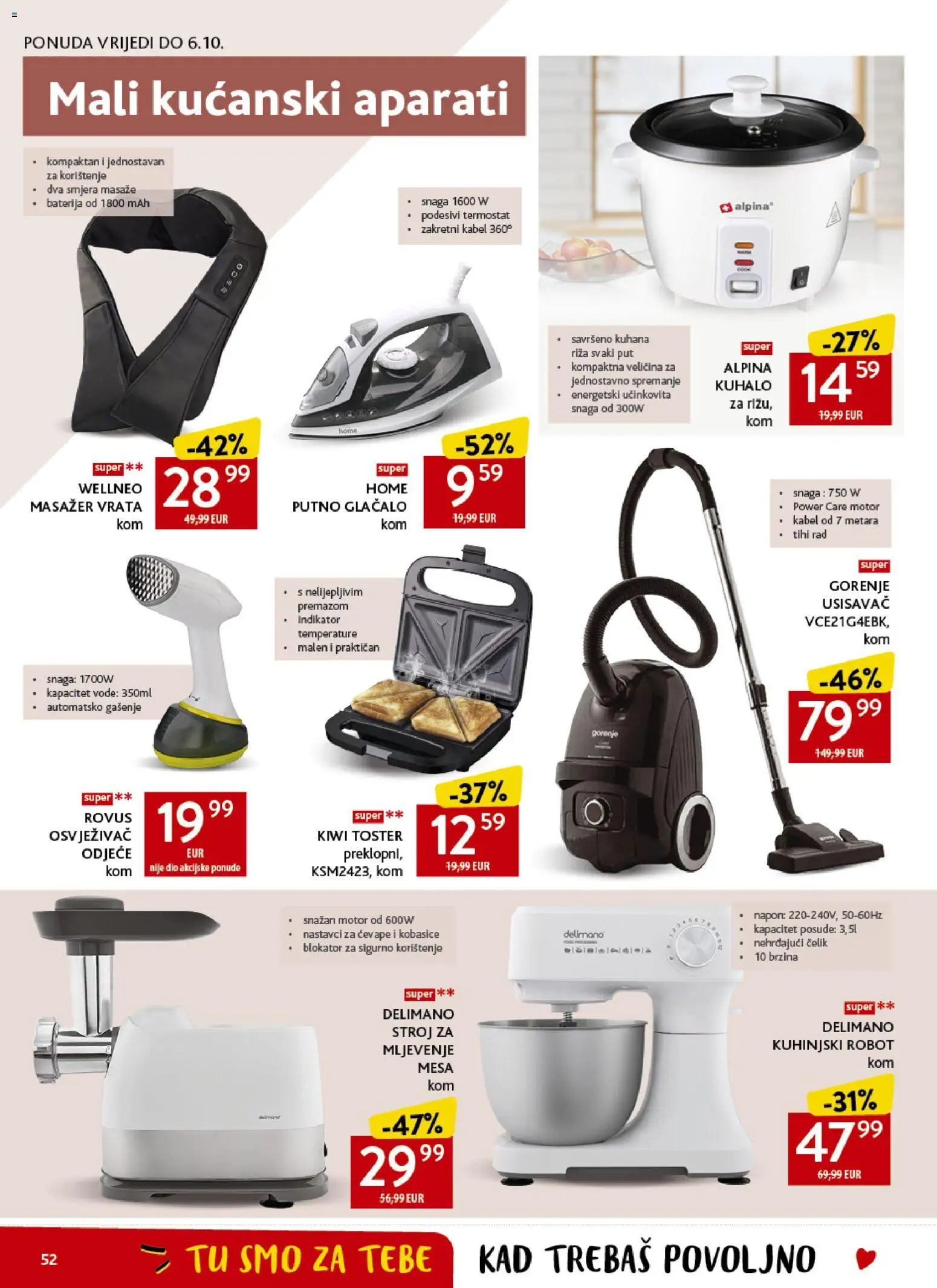 Konzum HR akciós ujság - amely érvényes a következő dátumtól: 2026.09.23. | Oldal: 52 | Termékek: Kábel, Robot, Kiwi, Dió