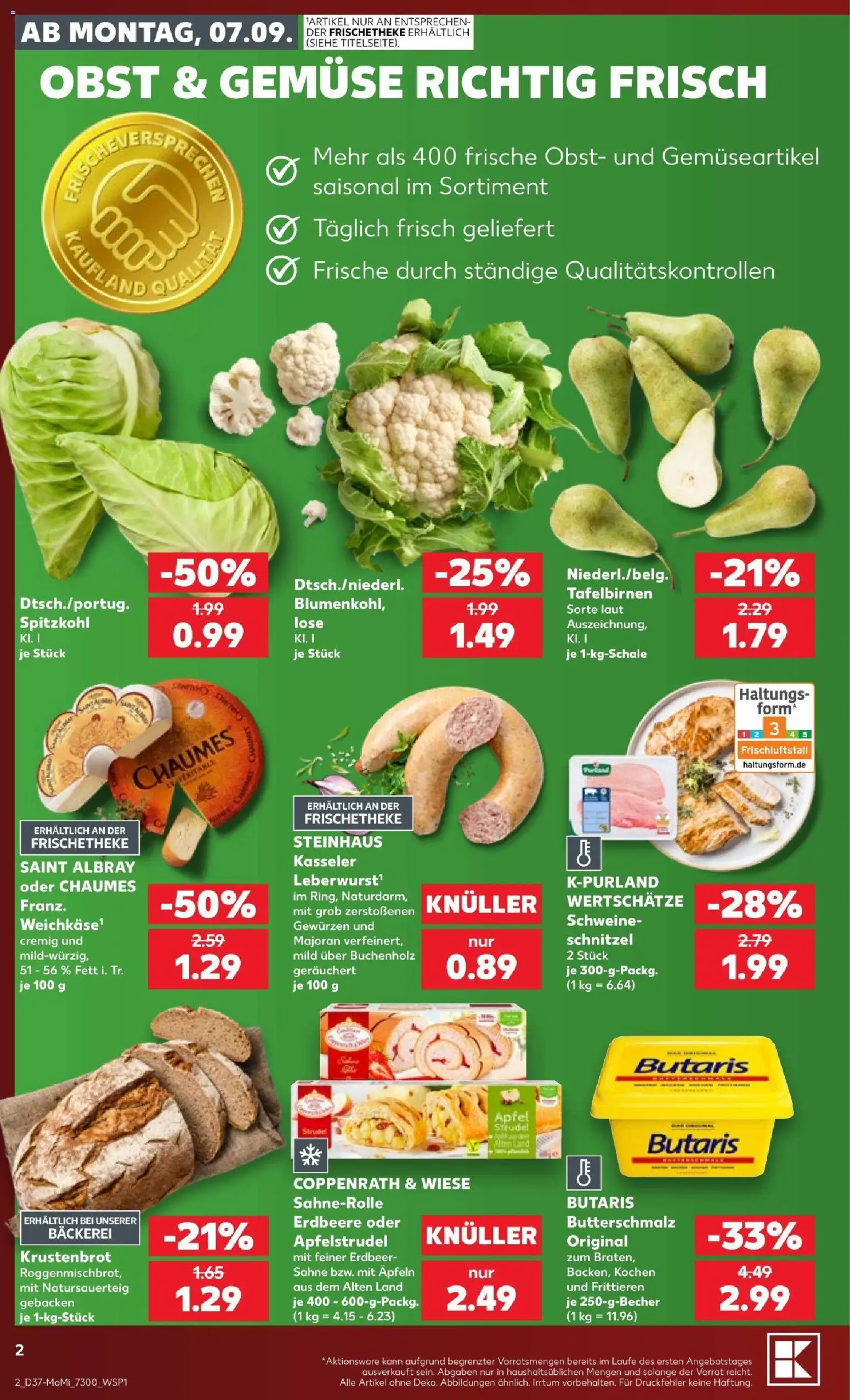 Kaufland Prospekt – gültig ab 07.09.2026 | Seite: 2 | Produkte: Butterschmalz, Äpfel, Obst, Sahne