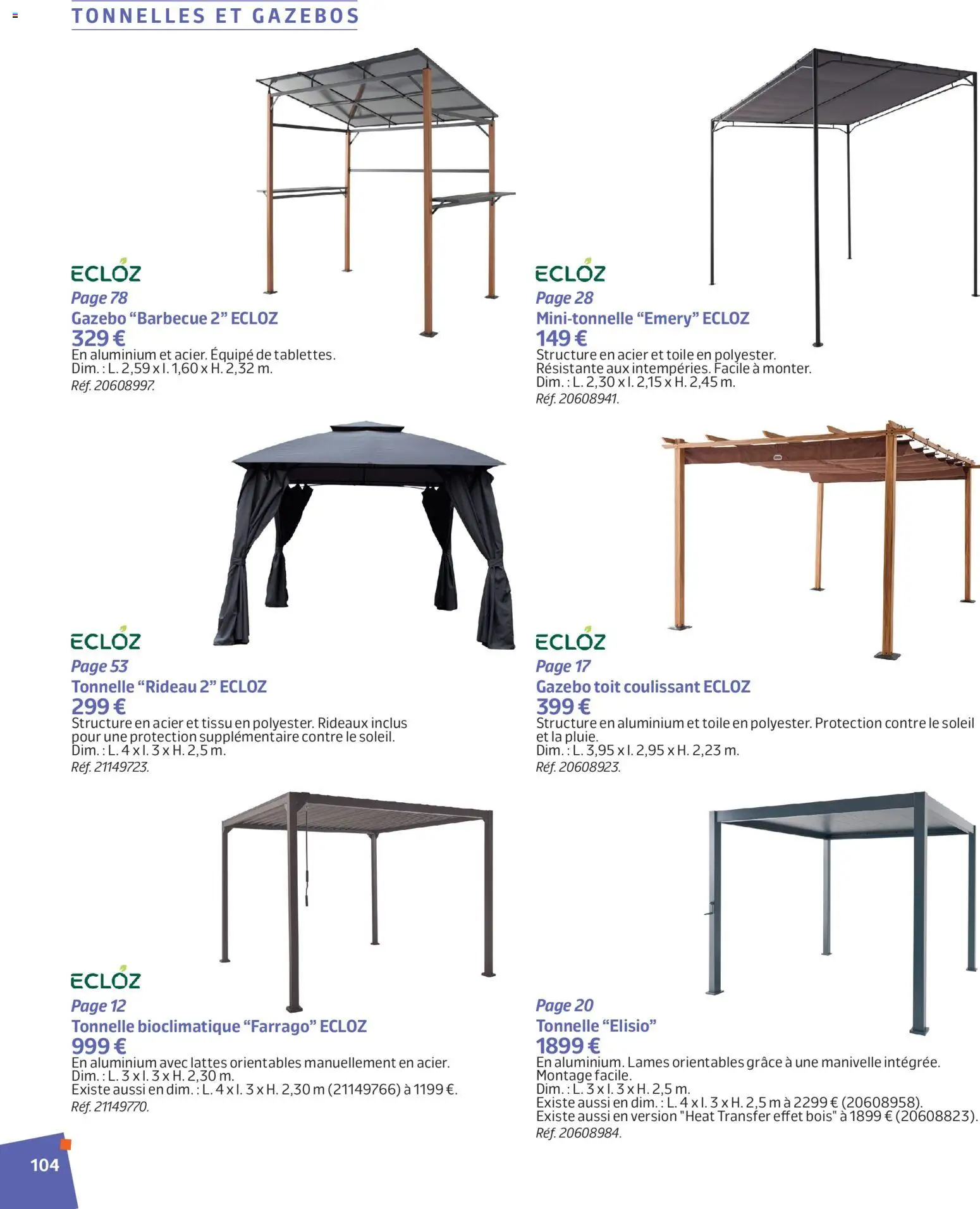 {H1} | Page: 104 | Produits: Barbecue, Rideaux, Tonnelle, Rideau