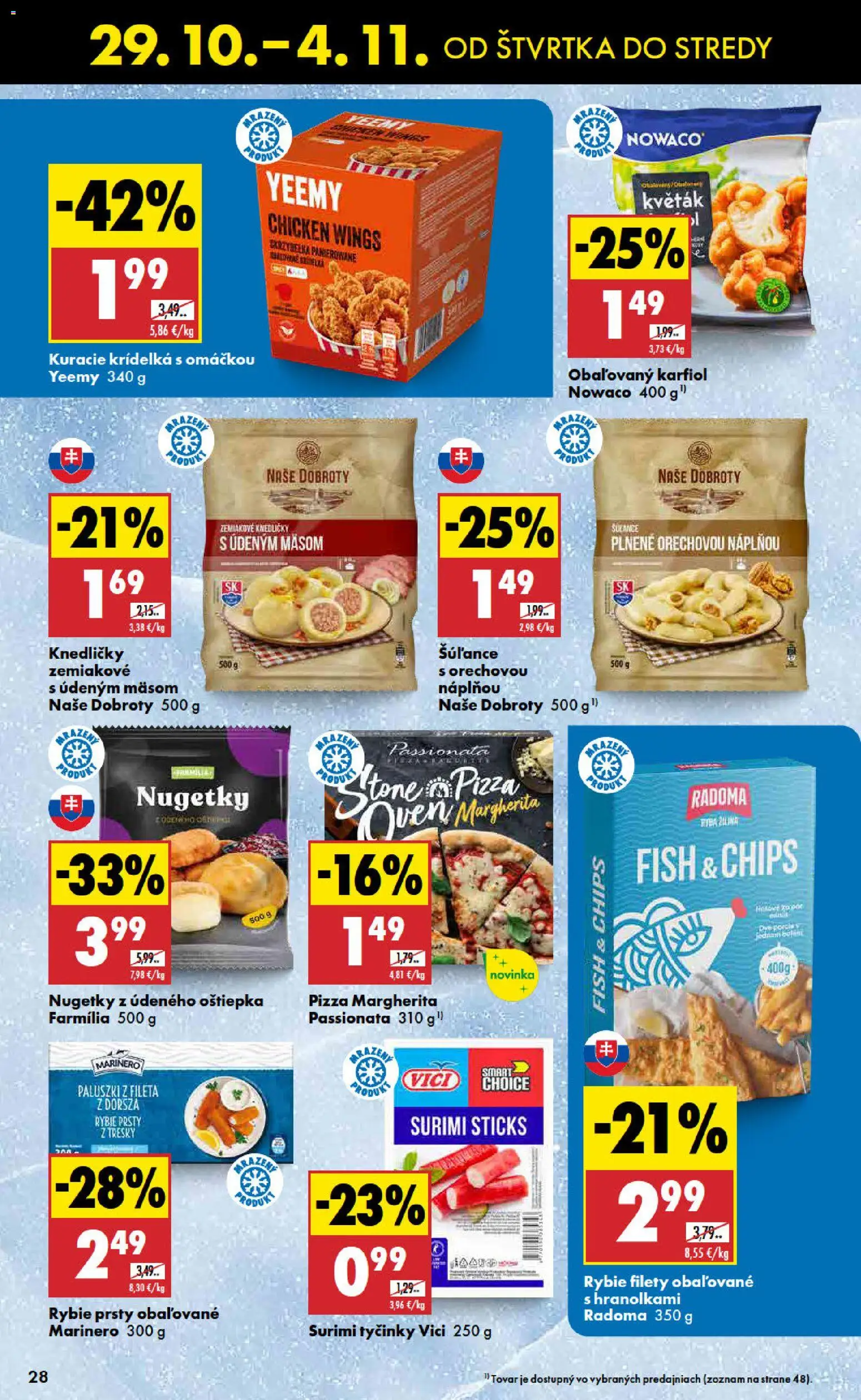 Nové Biedronka akcie – leták je platný od 29.10.2026 | Strana: 28 | Produkty: Surimi tyčinky, Rybie prsty, Karfiol, Ryba