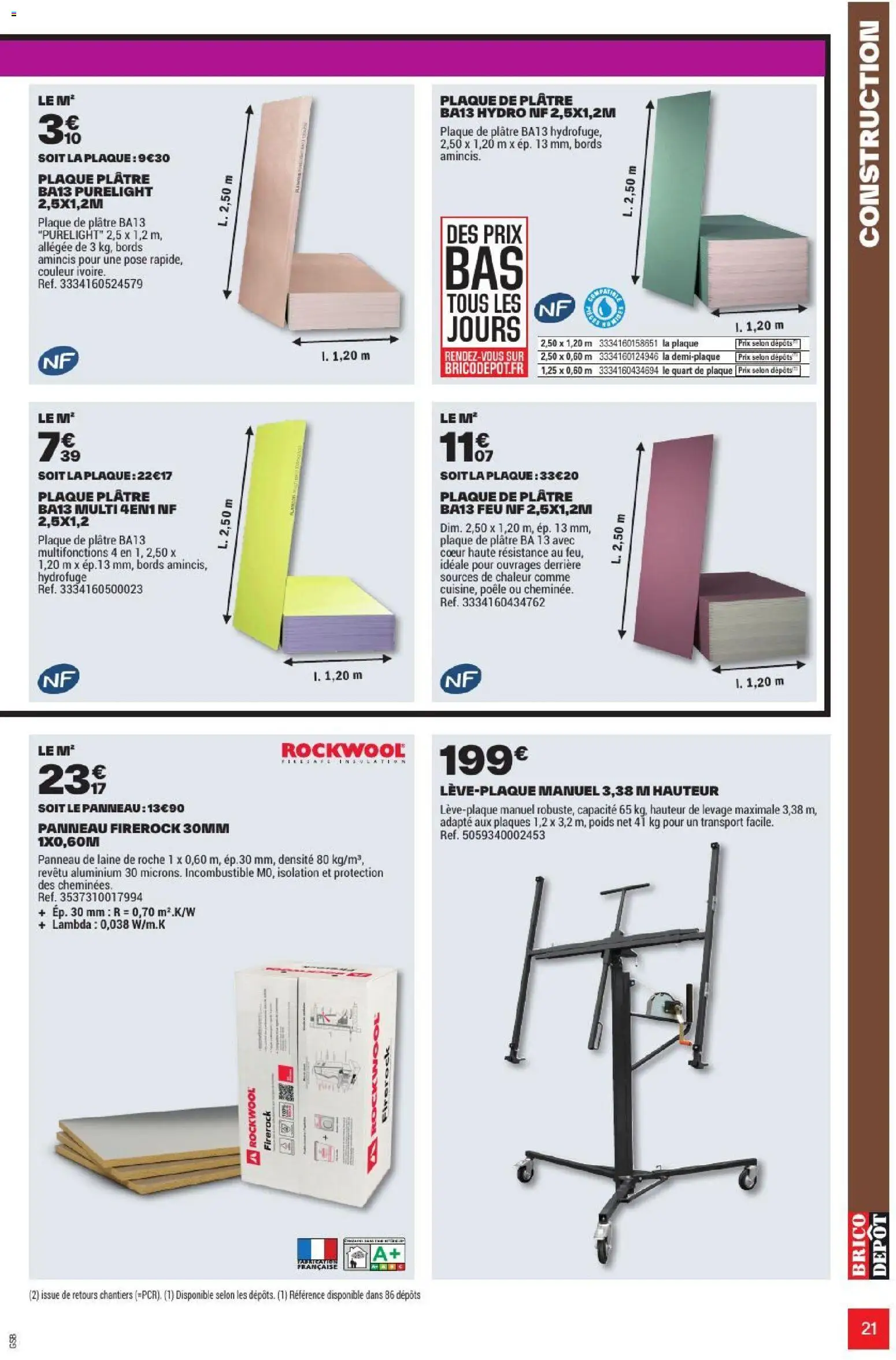 {H1} | Page: 21 | Produits: Poêle, Poids, Plâtre, Plaque de platre