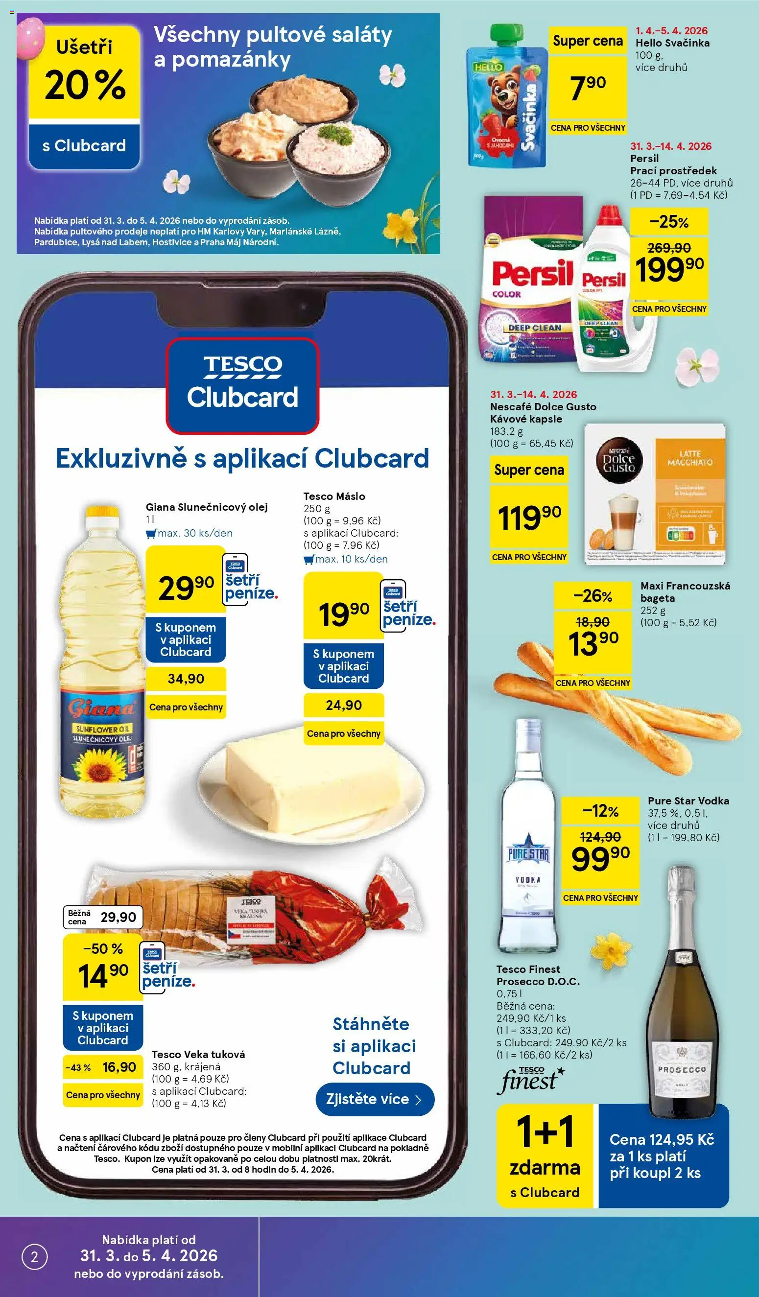 Tesco leták - Hypermarket od 31.03.2026 | Strana: 2 | Produkty: Prací prostředek, Olej, Finest, Nescafé