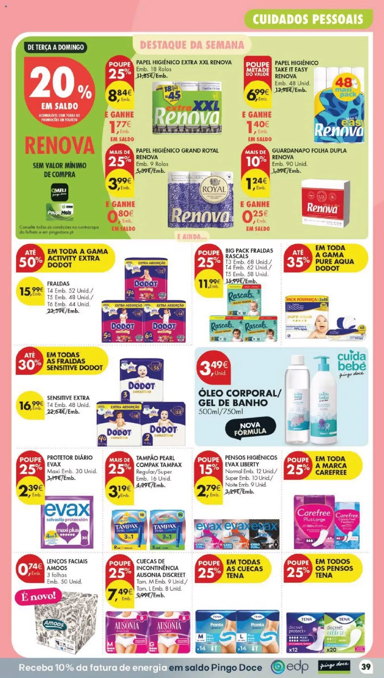 Pingo Doce folheto │ válido de 18/08/2026 | Página: 45 | Produtos: Papel higiénico, Pensos higiénicos, Fraldas, Gel de banho