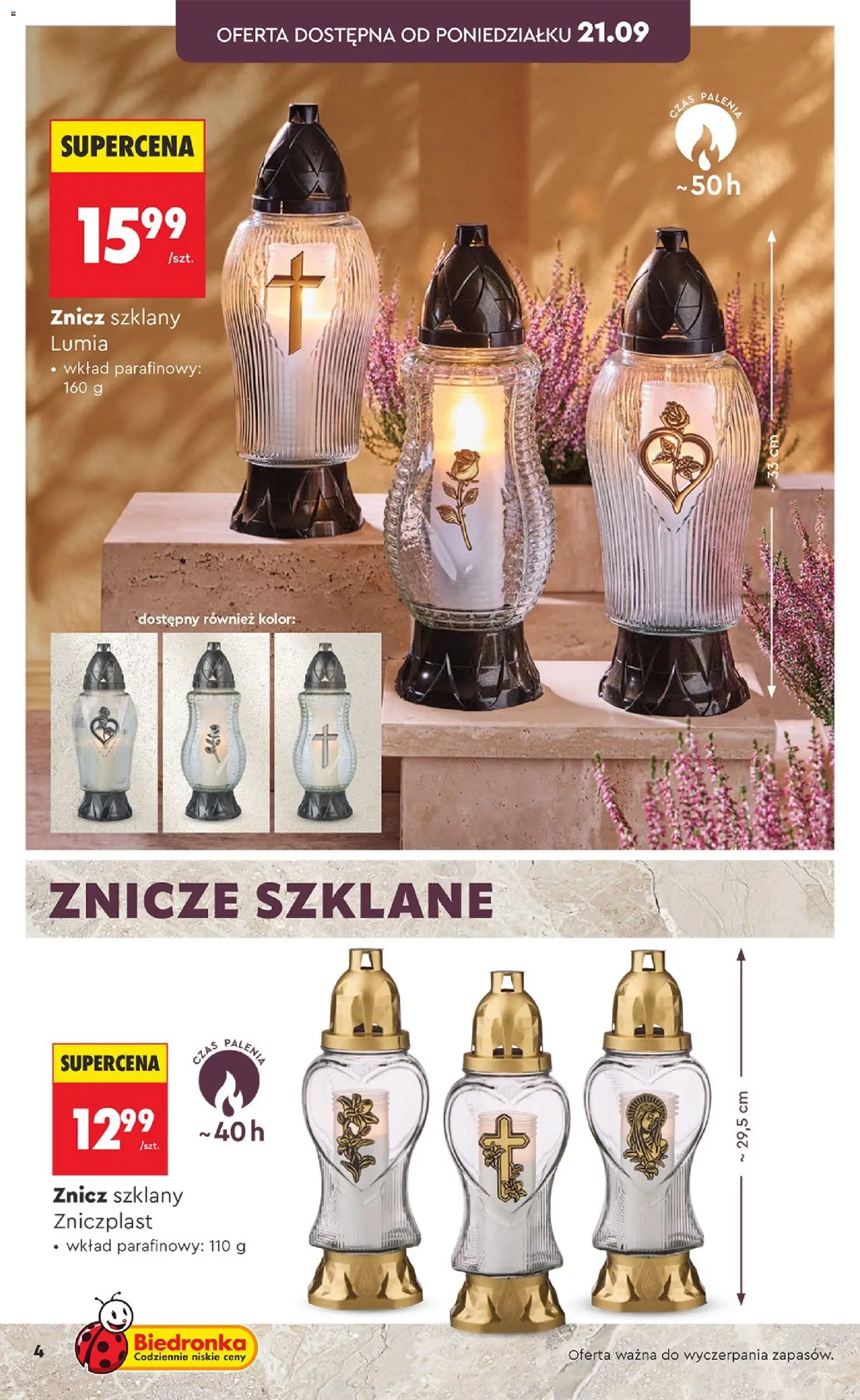 Biedronka gazetka - Znicze od 21.09.2026 | Strona: 4 | Produkty: Znicze