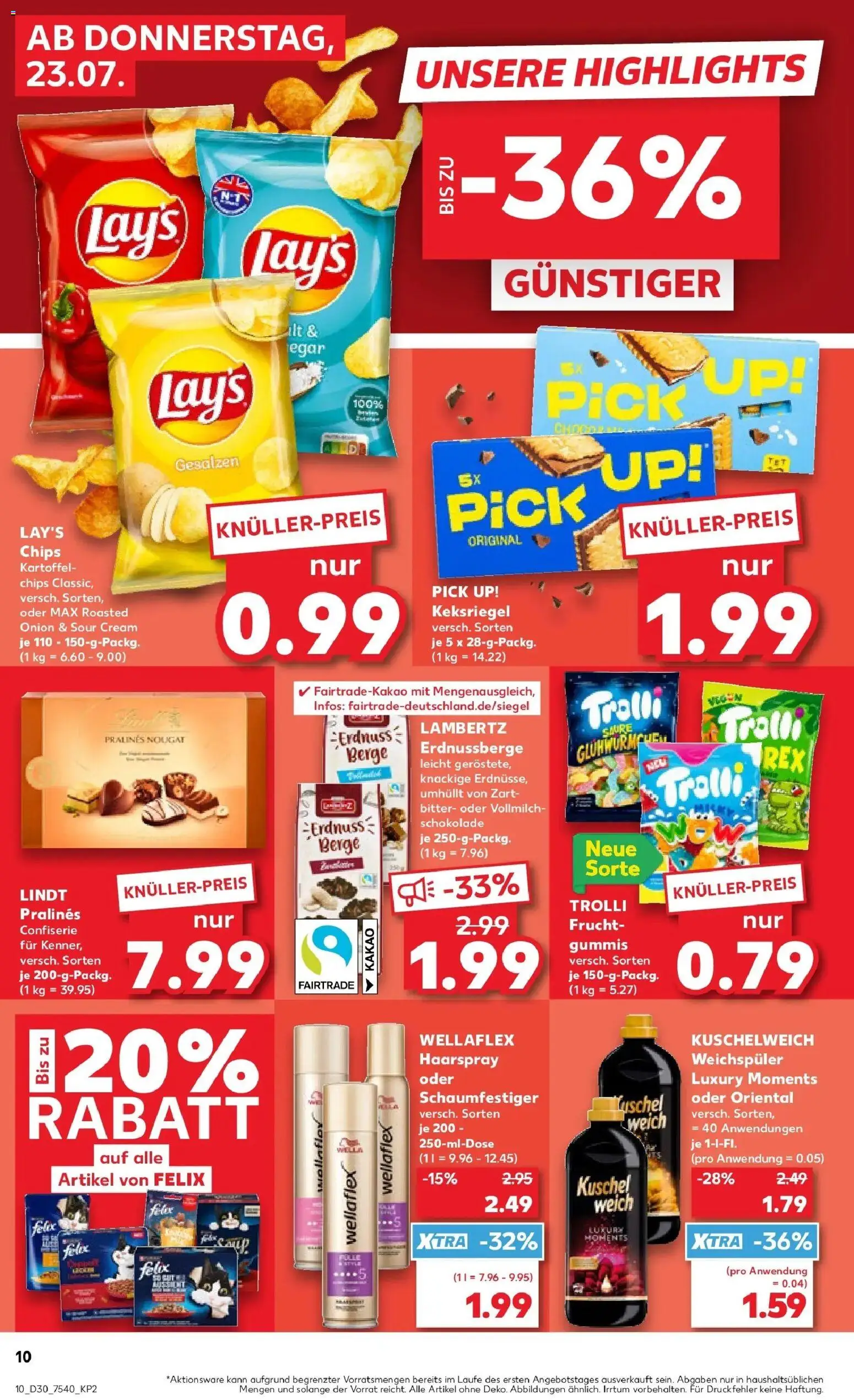 Kaufland Prospekt Finsterwalde – gültig ab 20.07.2026 | Seite: 19 | Produkte: Schokolade, Kuschelweich, Weichspüler, Lindt