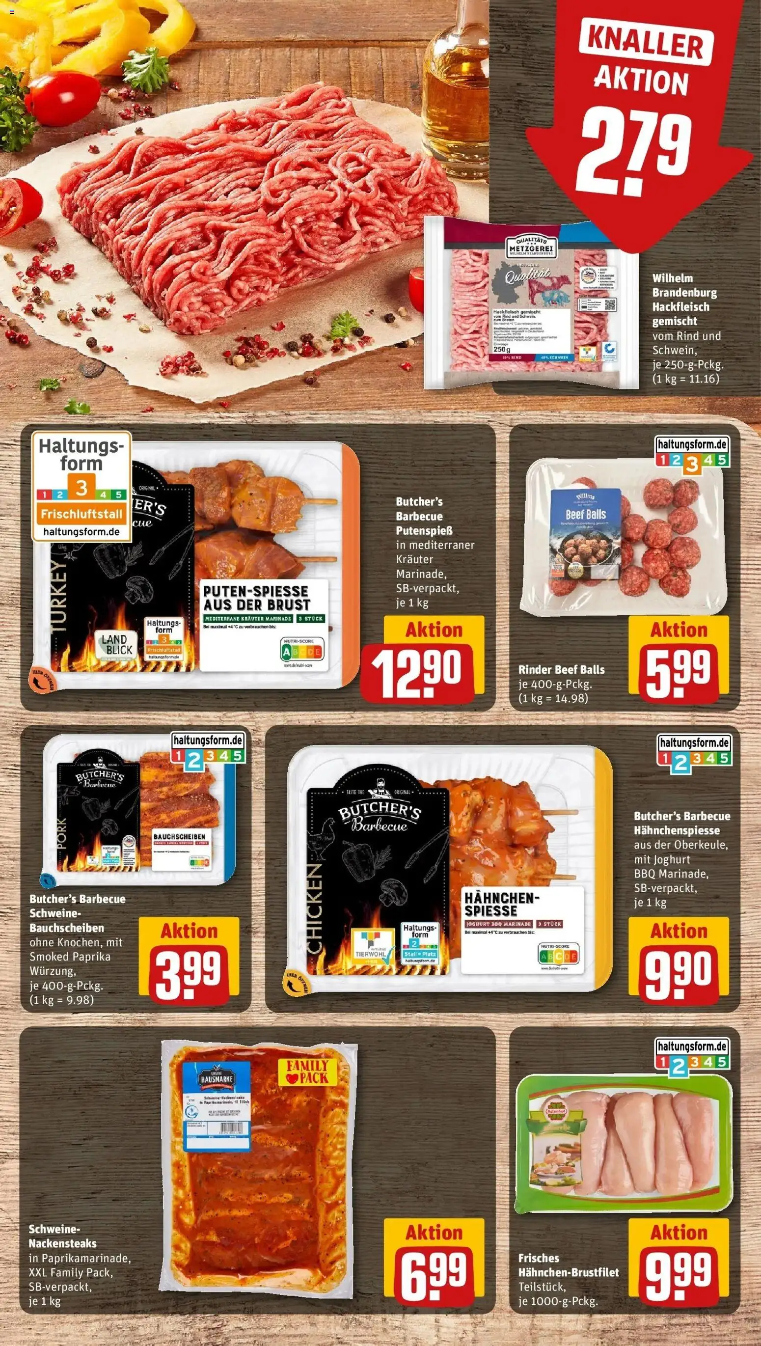 Rewe Prospekt Leverkusen / Opladen – gültig ab 27.07.2026 | Seite: 9 | Produkte: Nackensteaks, Joghurt, Spieße, Paprika