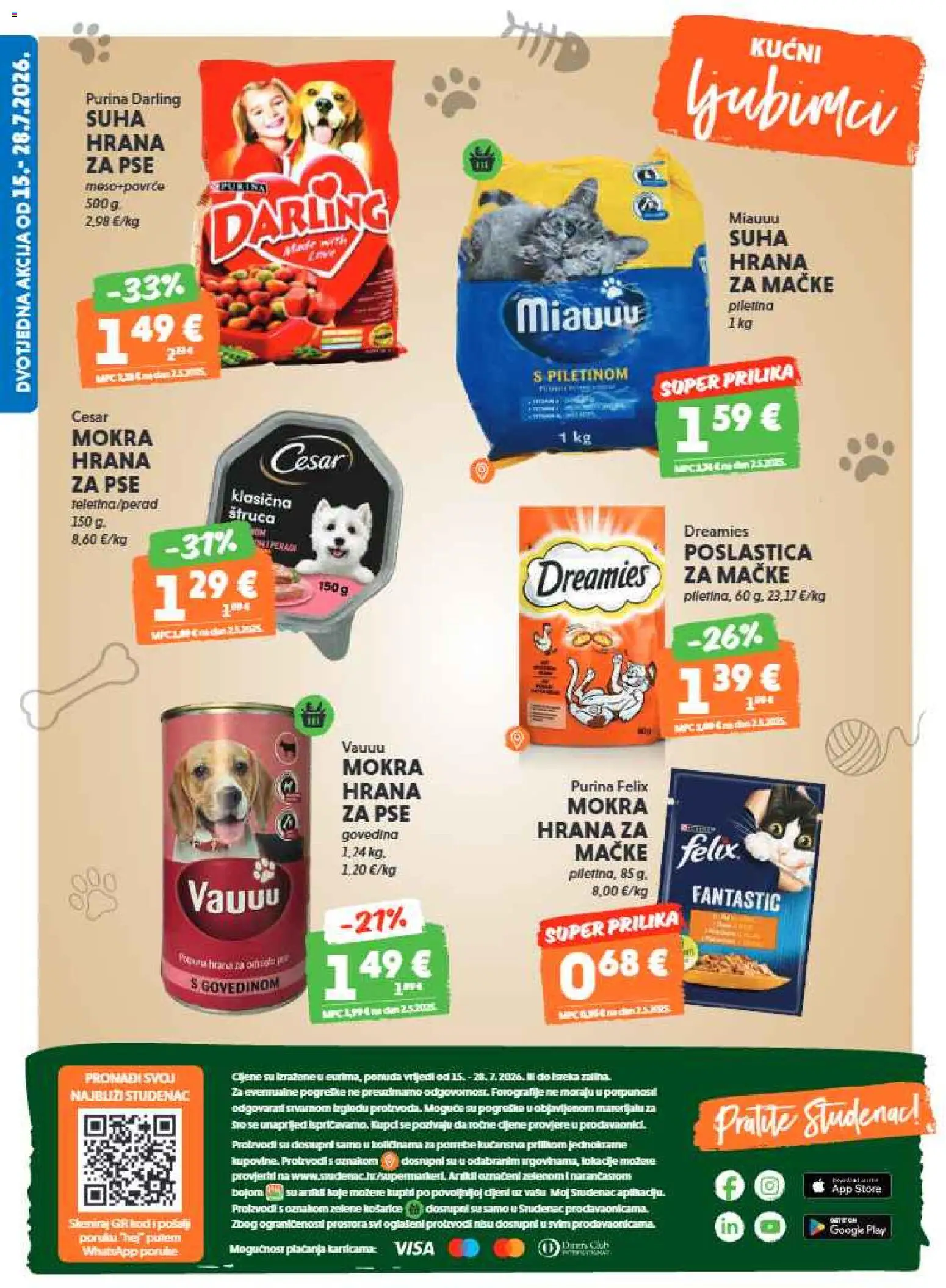 Studenac katalog | vrijedi od 15.07.2026 | Stranica: 38 | Proizvodi: Piletina, Hrana za pse, Govedina, Suha hrana za pse