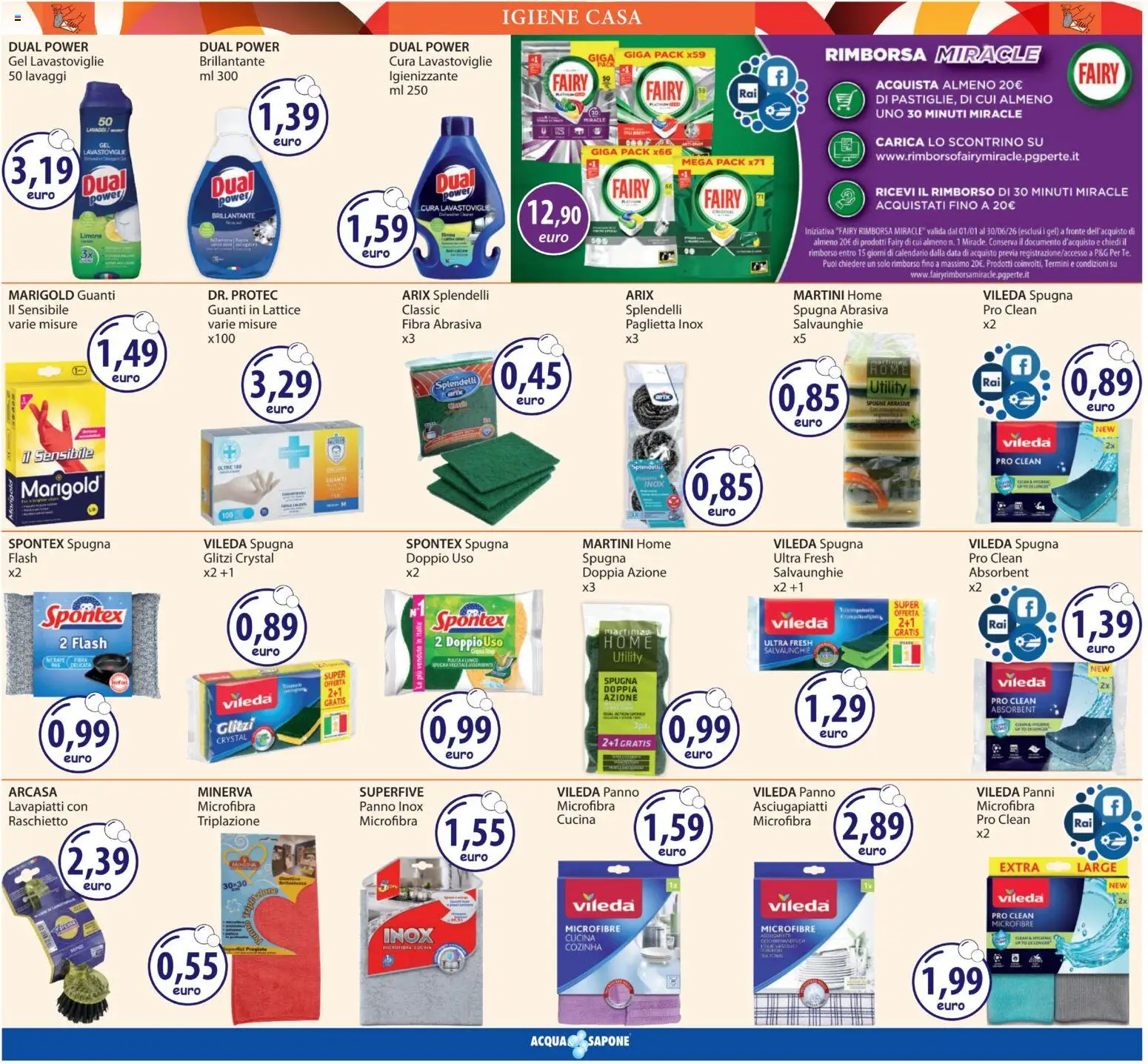Volantino Acqua e Sapone del 12.03.2026 | Pagina: 14 | Prodotti: Spugna, Limone, Guanti, Data