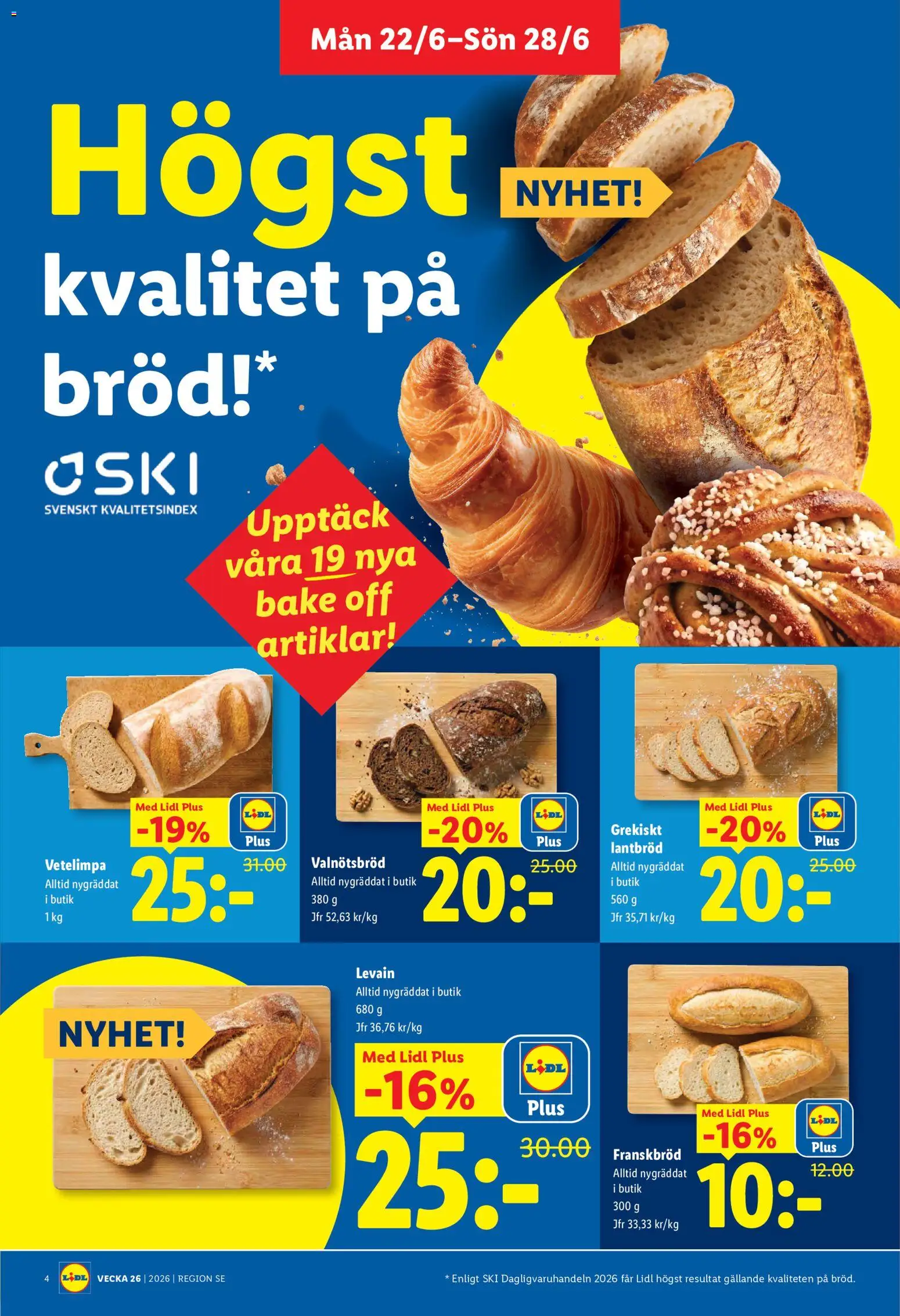 Lidl reklamblad aktuell från 22.06.2026 | Sida: 4 | Produkter: Levain, Bröd, Lantbröd