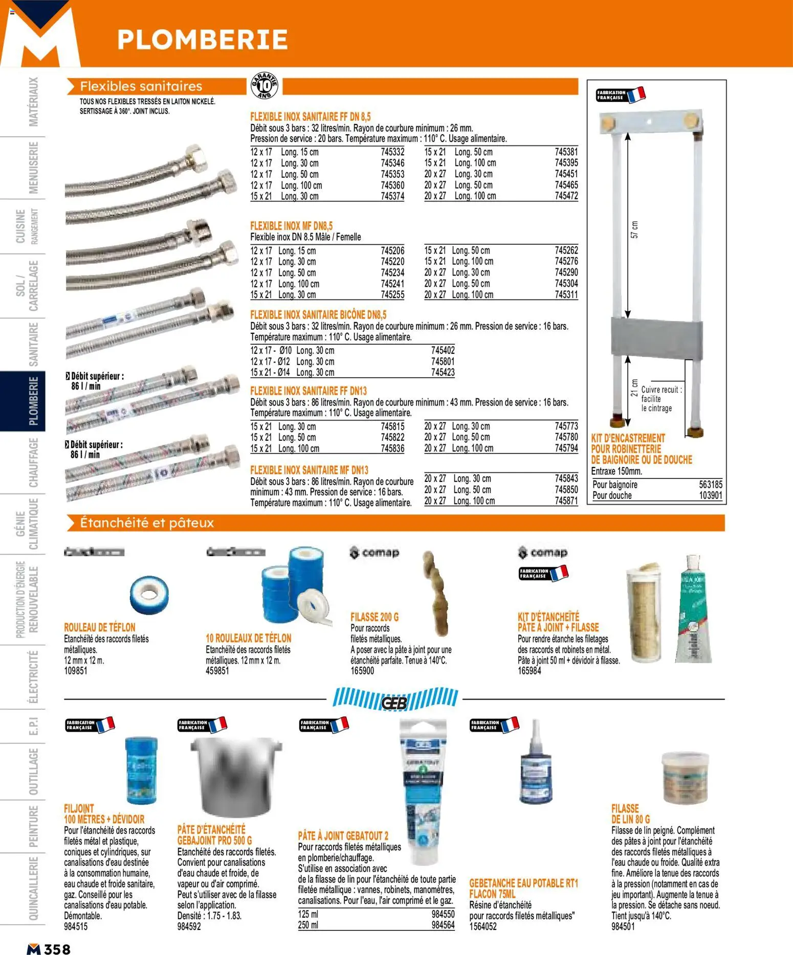 {H1} | Page: 358 | Produits: Rouleau, Baignoire, Douche, Pâtes
