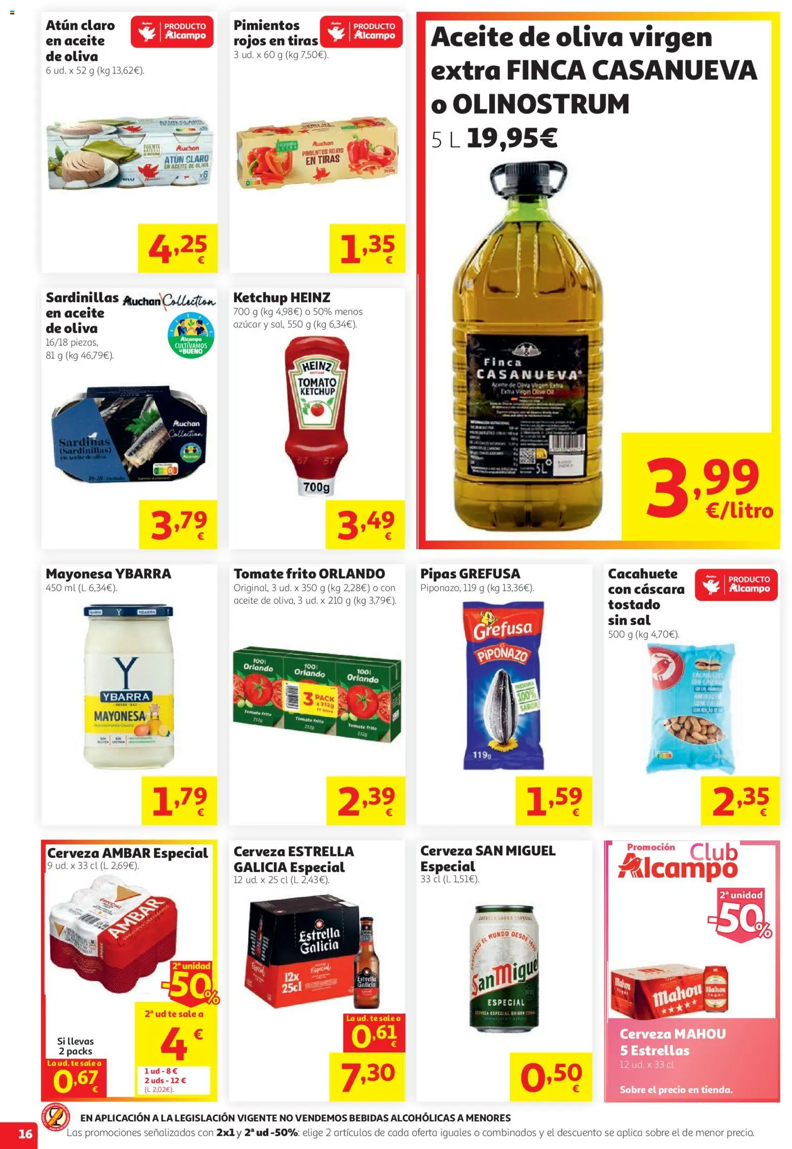 Alcampo - Superstore │ válido desde el 13/08/2026 | Página: 16 | Productos: Tomate, Cerveza, Mayonesa, Sardinas