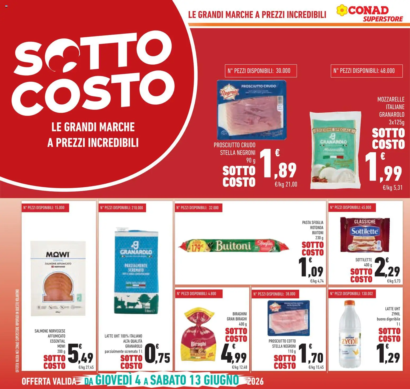Volantino Conad del 04.06.2026 | Pagina: 6 | Prodotti: Prosciutto Crudo, Prosciutto Cotto, Salmone, Prosciutto