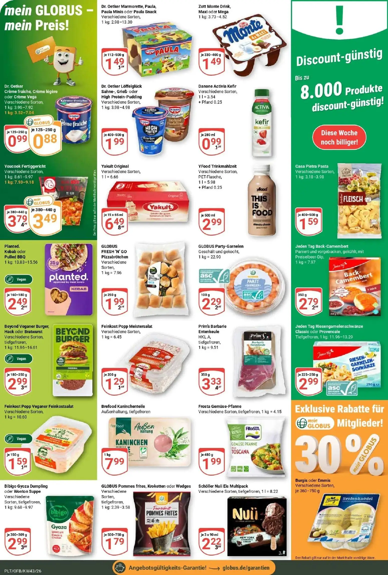 Globus Prospekt Plattling (ab 19.10.2026) » Angebote online | Seite: 9 | Produkte: Activia, Youcook, Pommes, Burger
