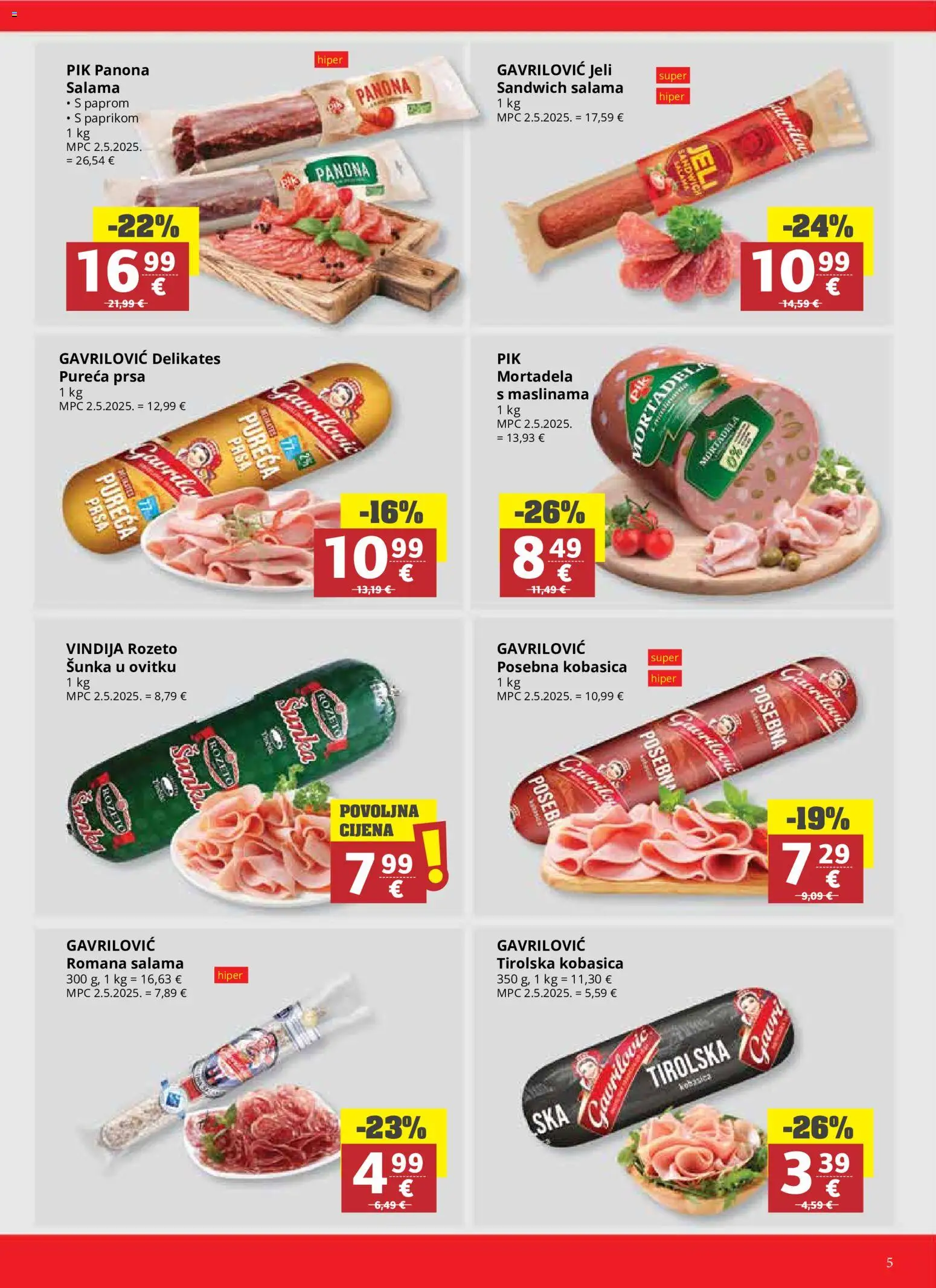Ultra Gros katalog | vrijedi od 03.06.2026 | Stranica: 5 | Proizvodi: Vindija, Salama, Šunka, Mortadela
