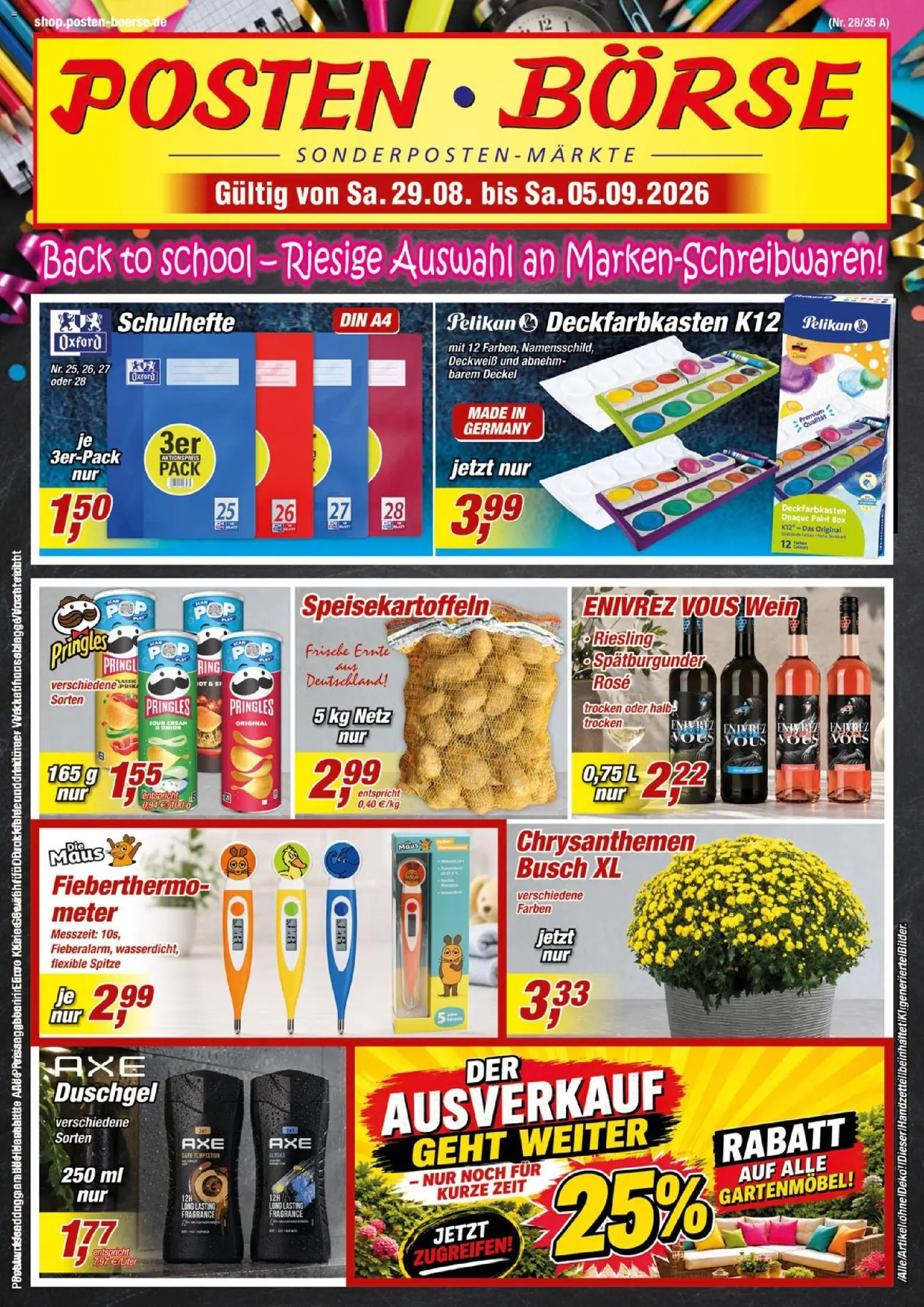 Posten Börse Prospekt – gültig ab 29.08.2026 | Seite: 1 | Produkte: Gartenmöbel, Box, Wein, Maus