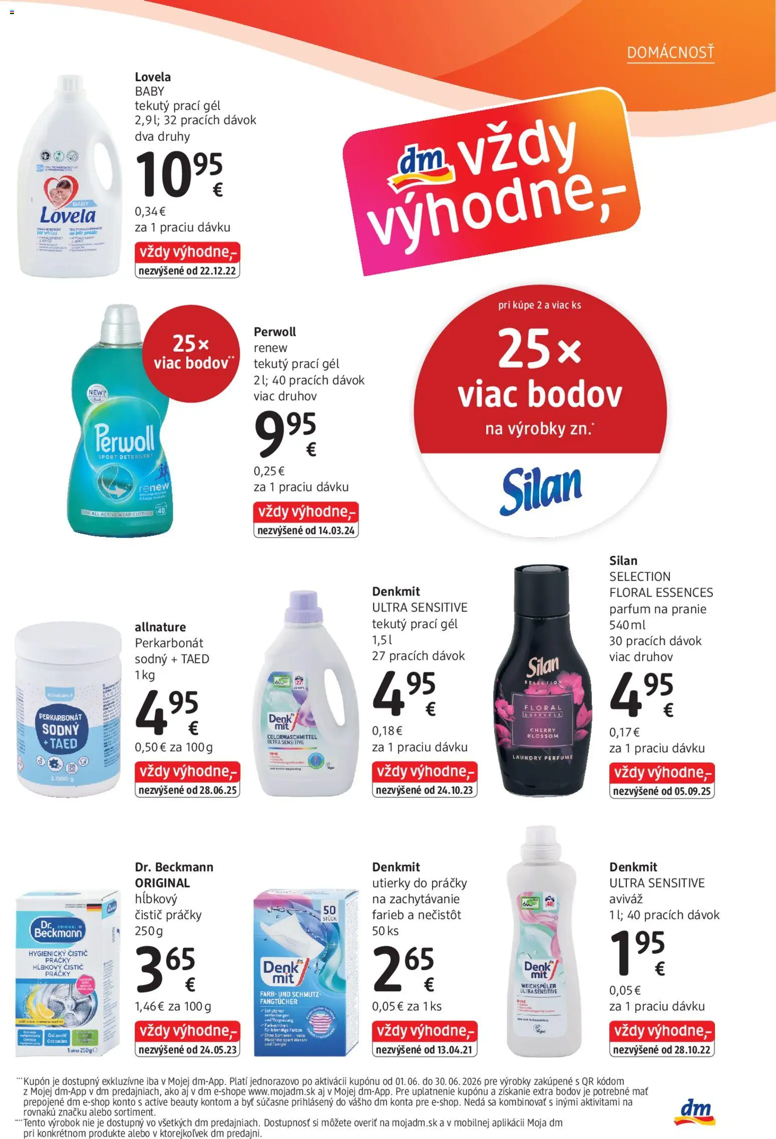 Nové dm drogerie akcie – leták je platný od 01.06.2026 | Strana: 29 | Produkty: Práčky, Perwoll, Silan