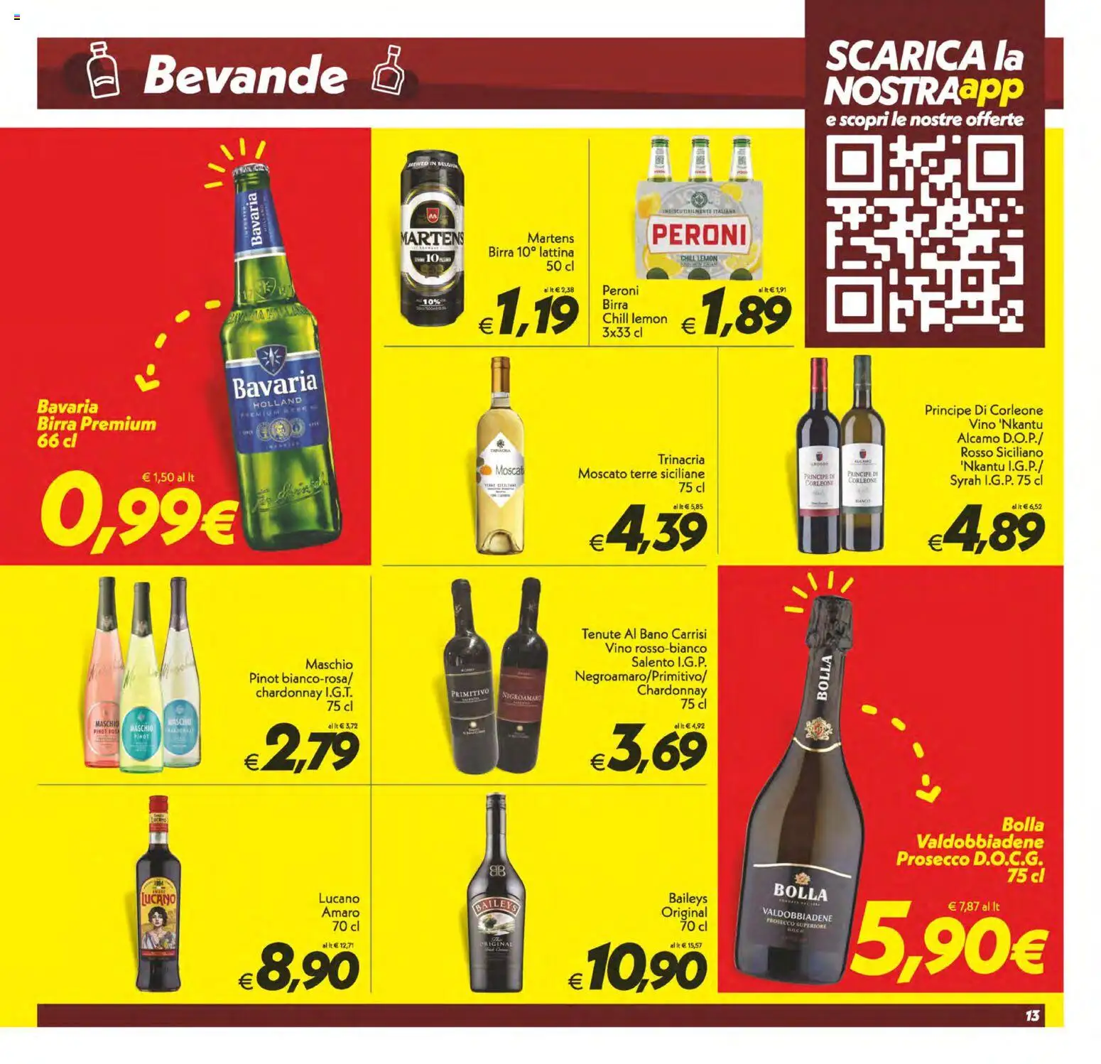 Volantino SuperConveniente del 09.06.2026 | Pagina: 13 | Prodotti: Birra, Prosecco, Vino, Amaro