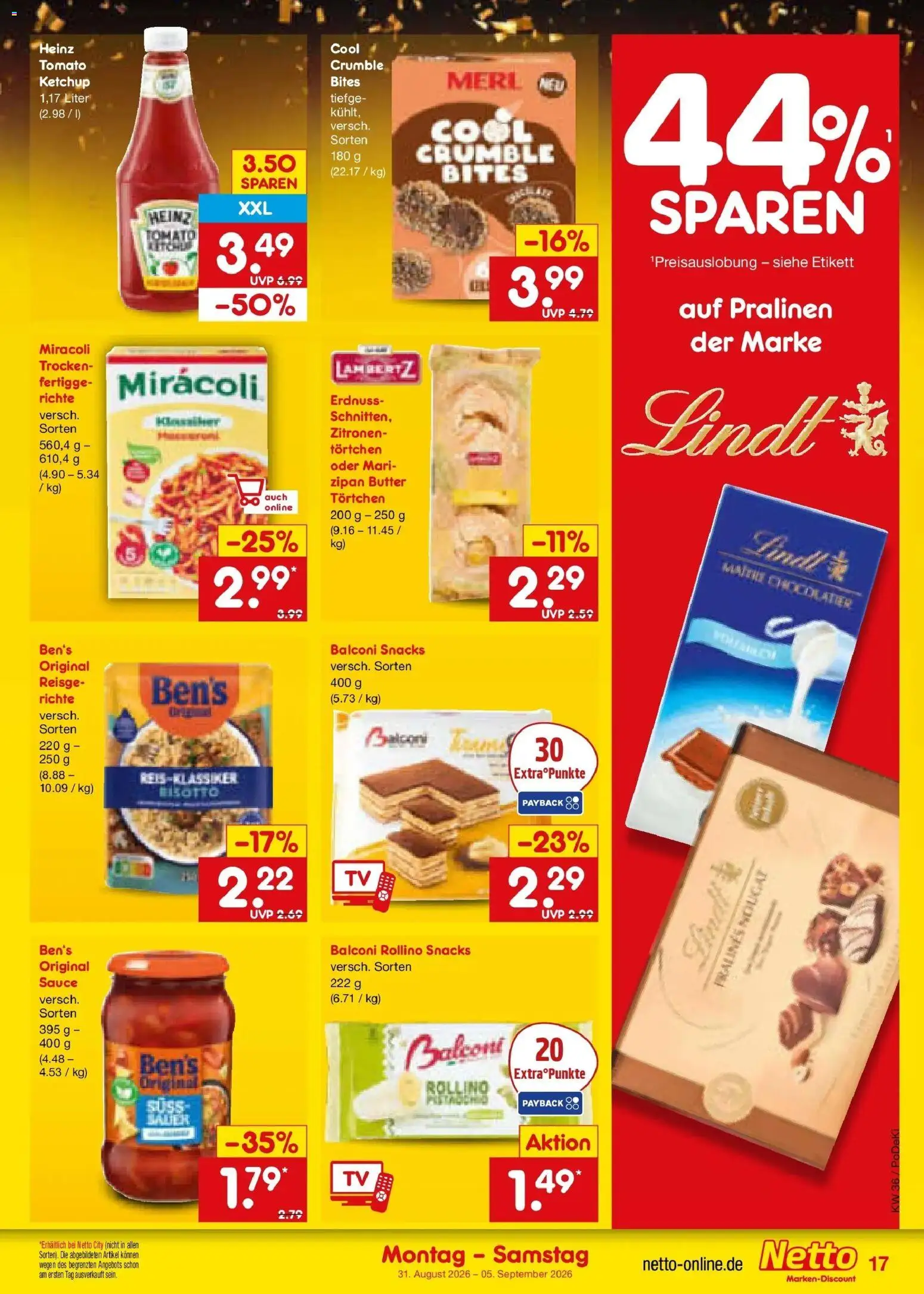 Netto Marken-Discount Prospekt Regensburg (ab 31.08.2026) » Angebote | Seite: 23 | Produkte: Butter, Lindt, Ketchup, Zitronen
