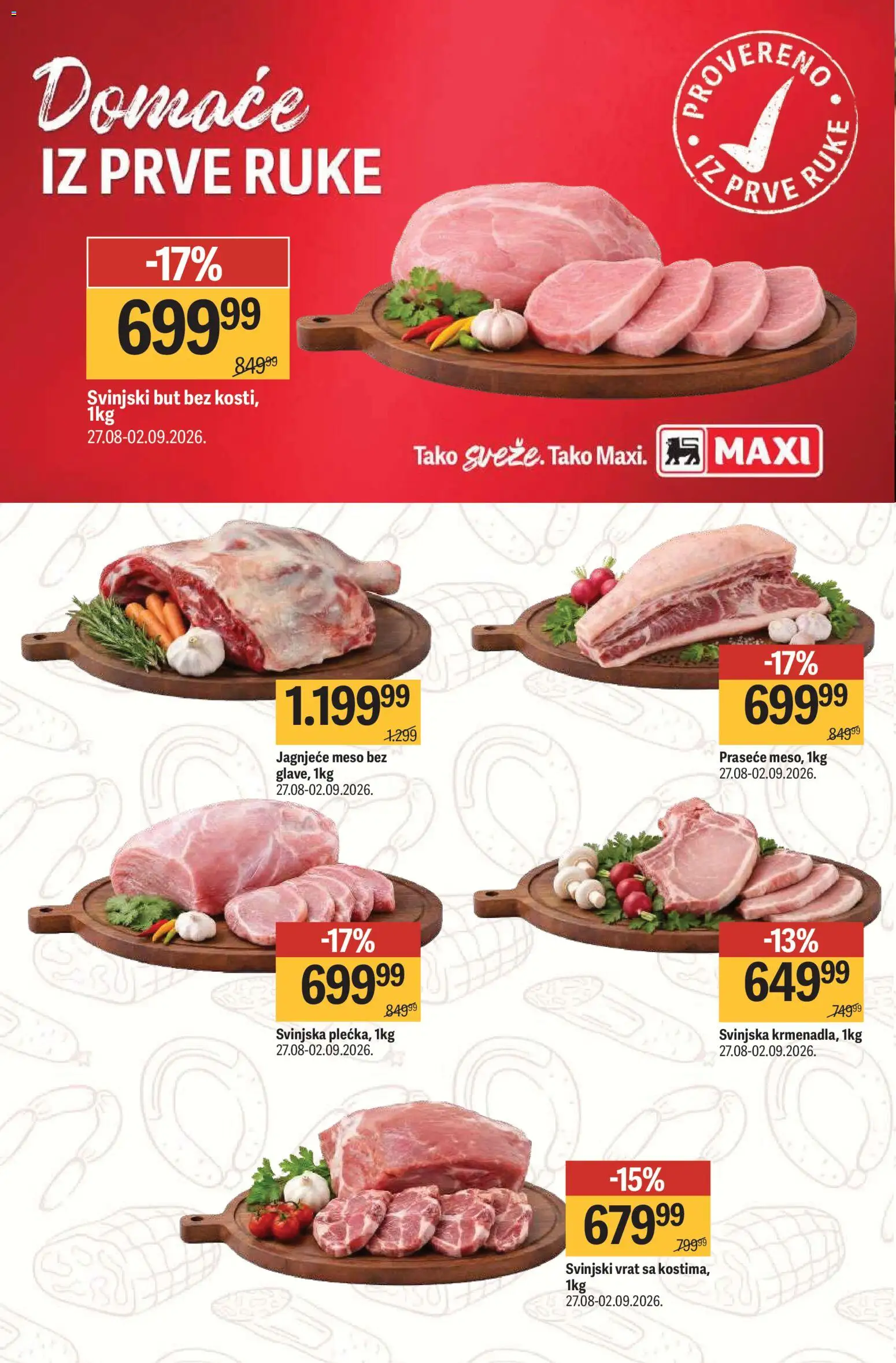 Maxi katalog - važi od 27.08.2026 | Strana: 6 | Proizvode: Jagnjeće meso, Svinjski vrat, Meso, Svinjski but