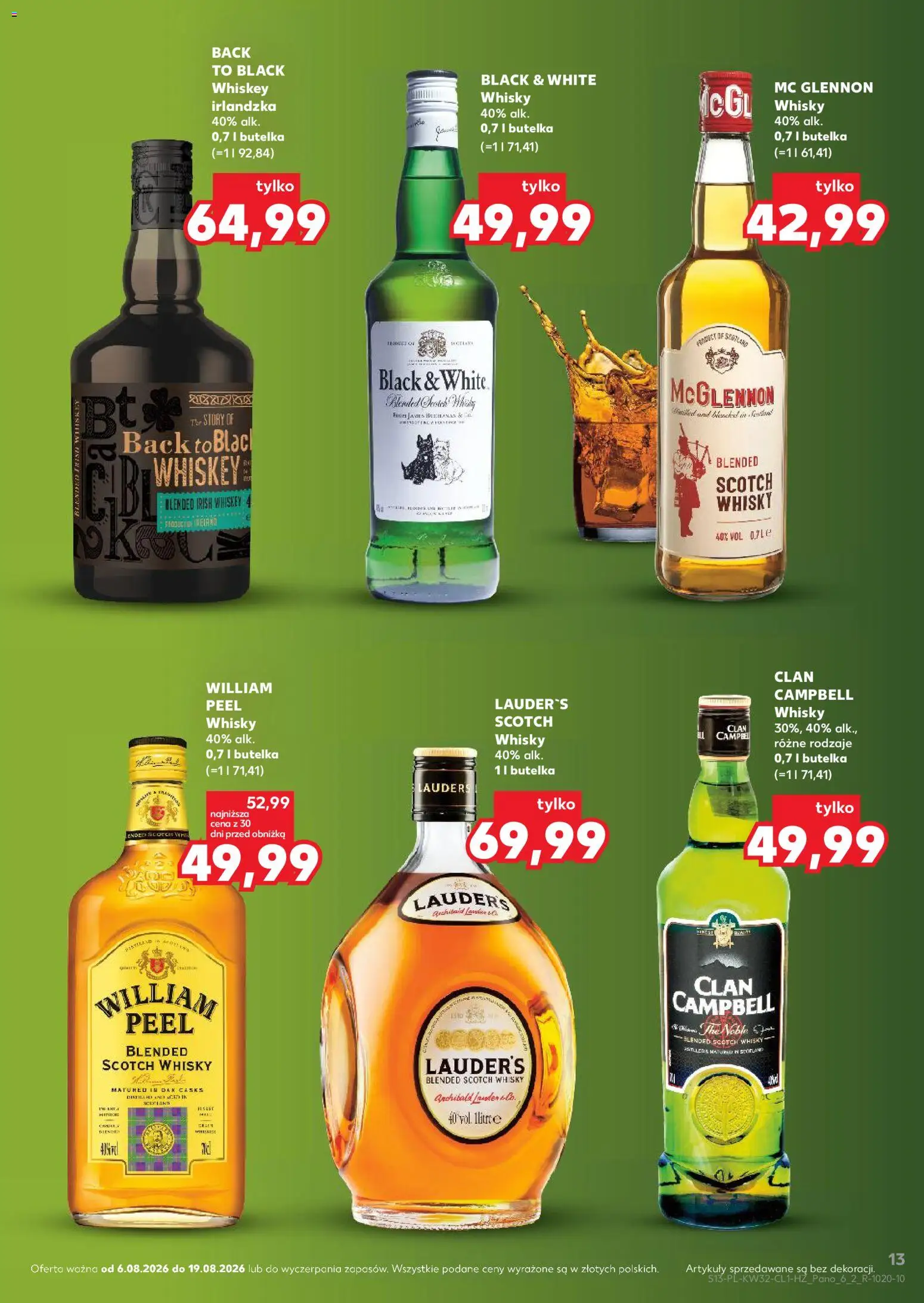Kaufland Polsko leták - Barek od 06.08.2026 | Strana: 13 | Produkty: Whiskey, Whisky