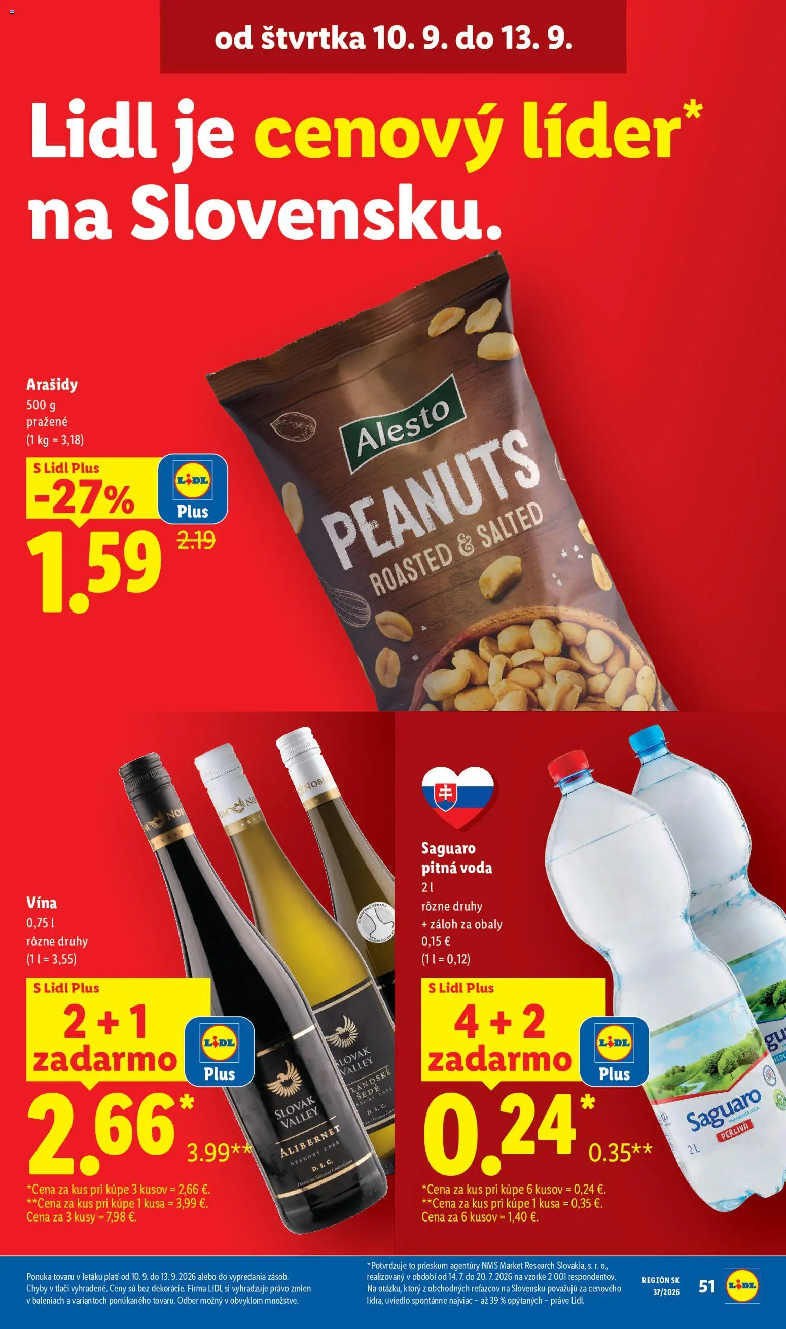 Nové Lidl akcie – leták je platný od 07.09.2026 | Strana: 63 | Produkty: Voda, Arašidy