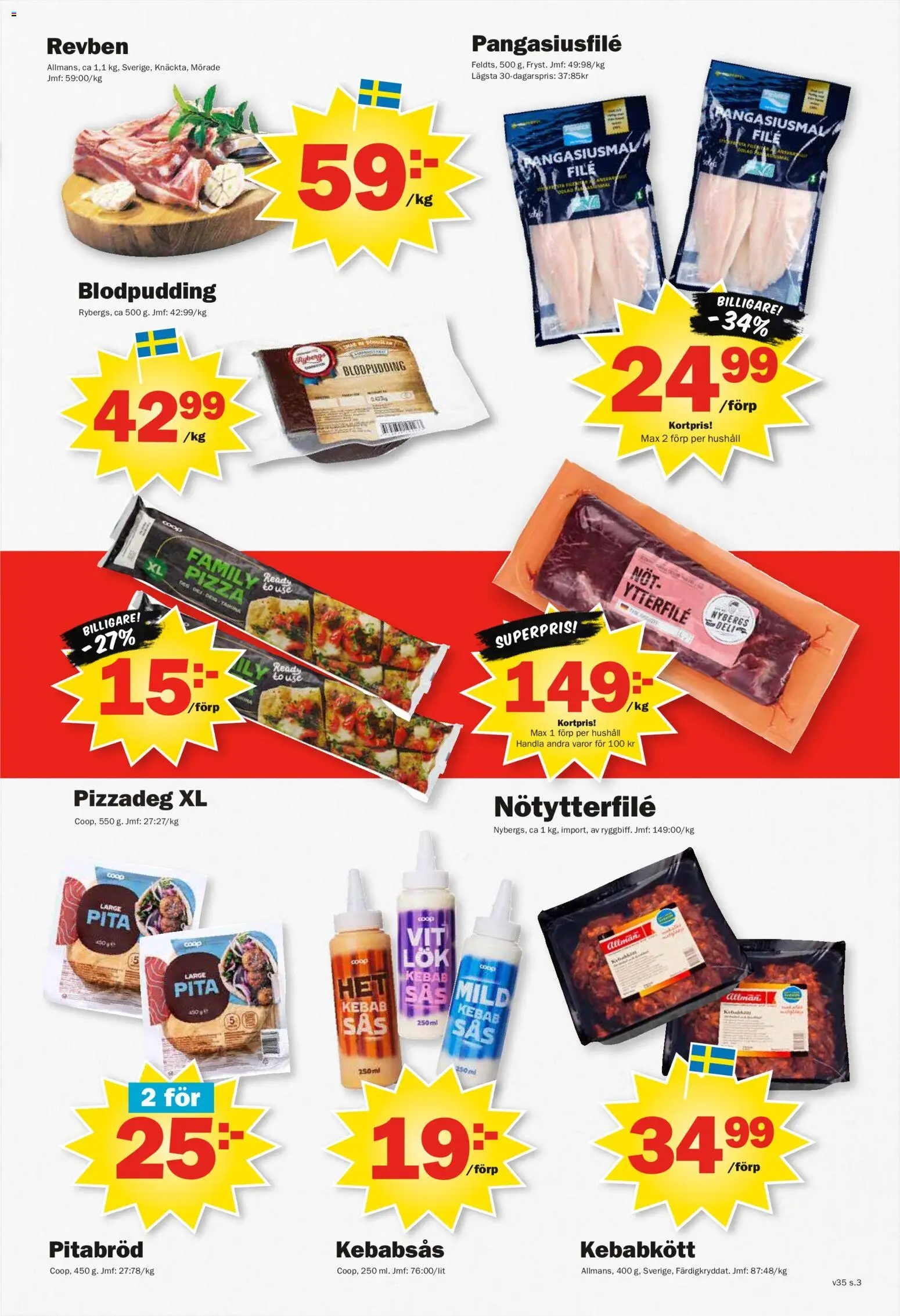 Pekås reklamblad aktuell från 24/08/2026 | Sida: 3 | Produkter: Pitabröd, Kebabsås, Pizza, Blodpudding